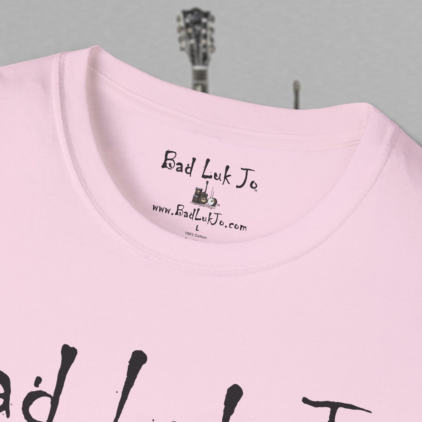 Bad Luk Jo Coffee "Good Luk in Every Cup" T-Shirt - with Website on Back - Unisex Softstyle T-Shirt - FREE ECONOMY SHIPPING