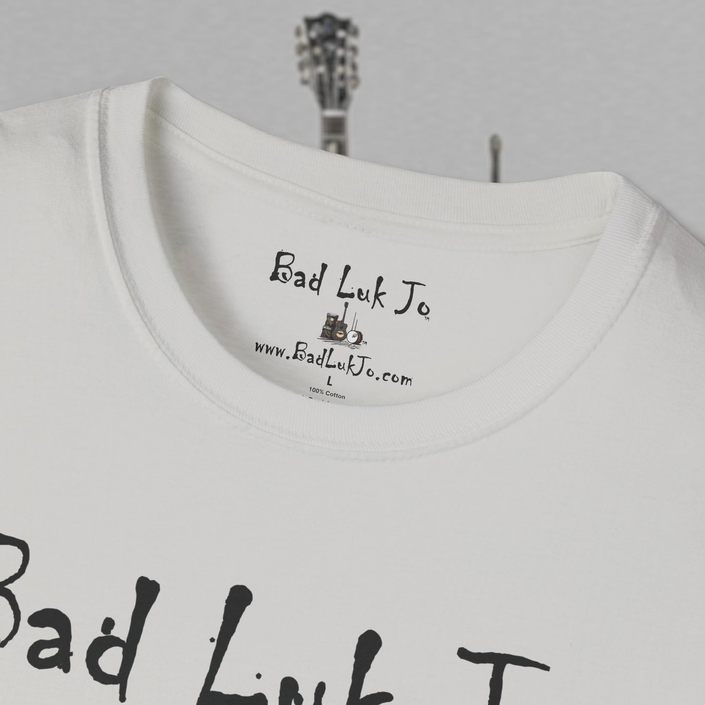 Bad Luk Jo Coffee "There's Good Luk in Every Cup" with Coffee Cup - Unisex Softstyle T-Shirt - FREE ECONOMY SHIPPING
