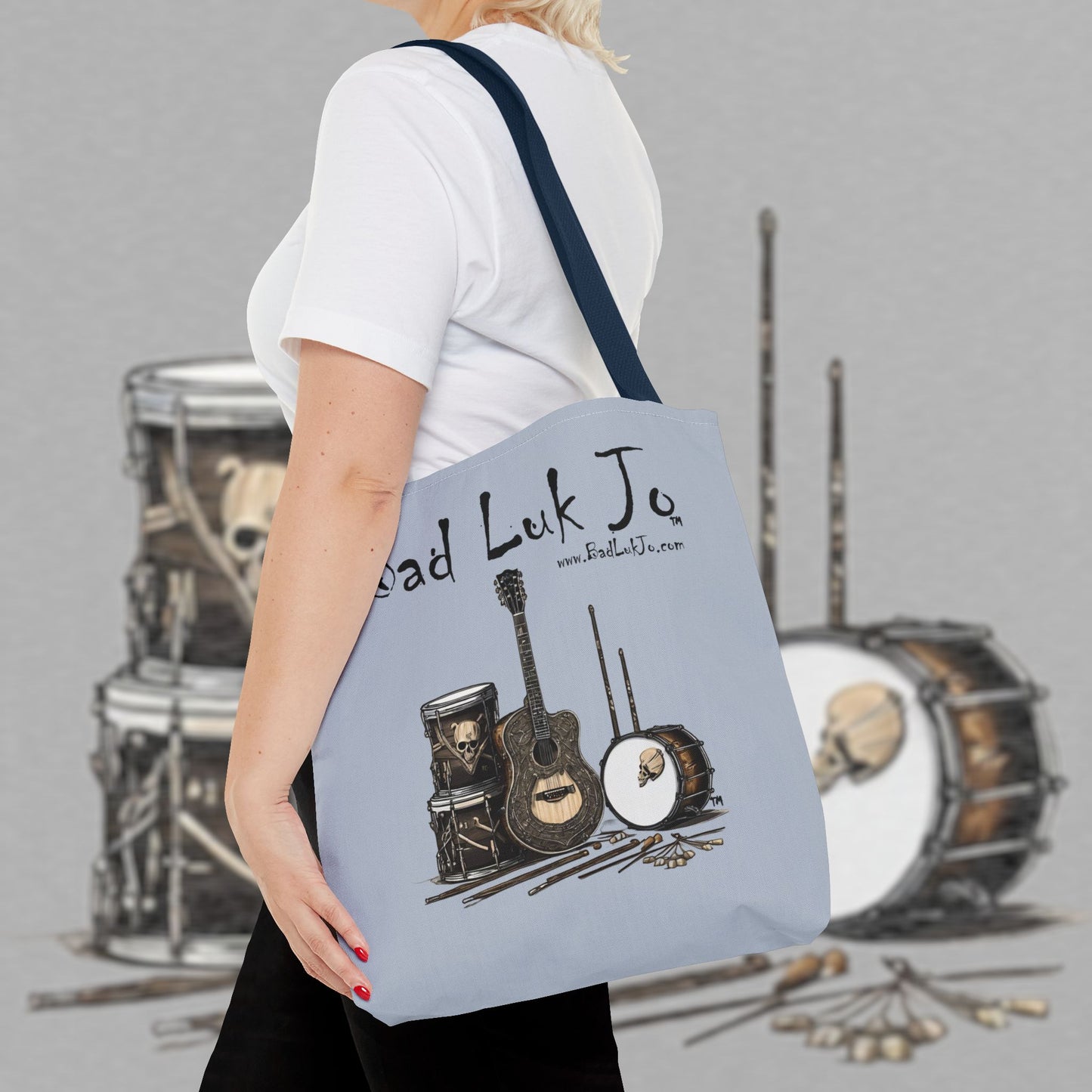 Bad Luk Jo Tote Bag - (Grey) Perfect for Musicians and Music Lovers - FREE ECONOMY SHIPPING