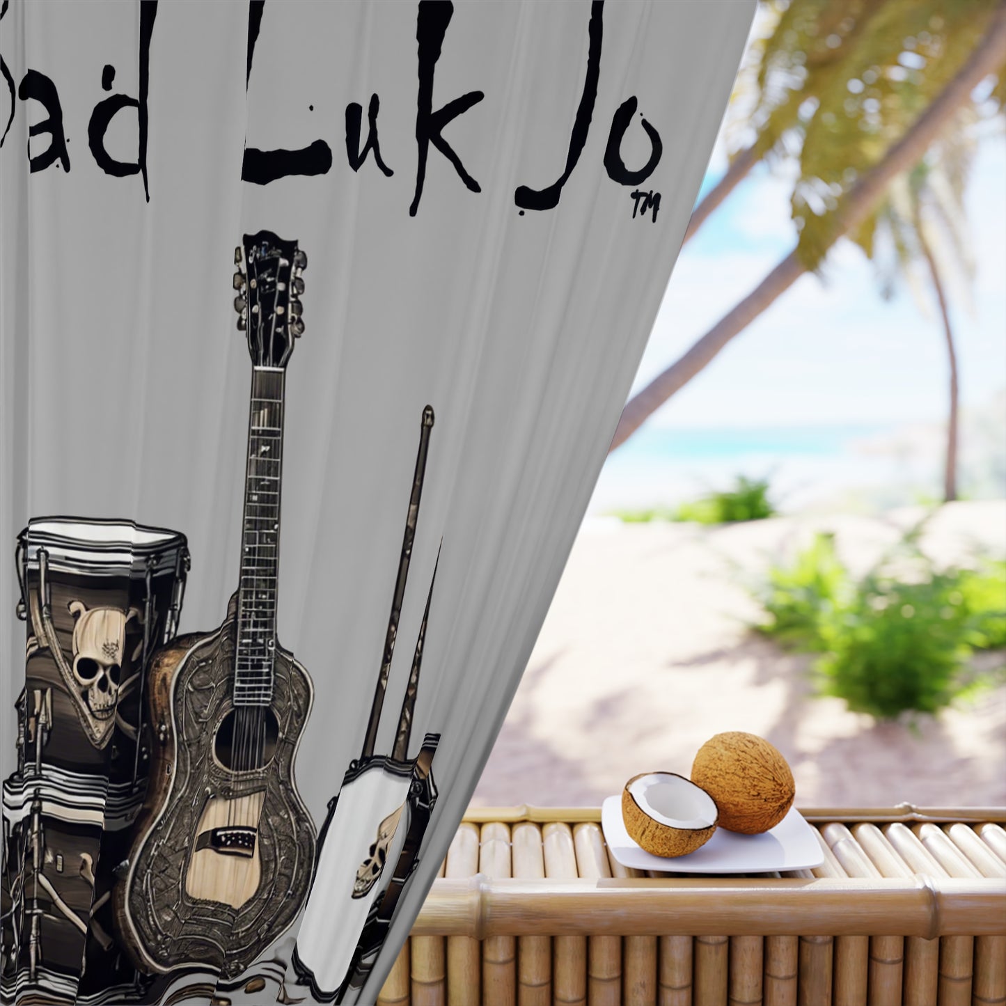 Bad Luk Jo One-Man Band - Window Curtain / Backdrop - Grey - FREE STANDARD SHIPPING