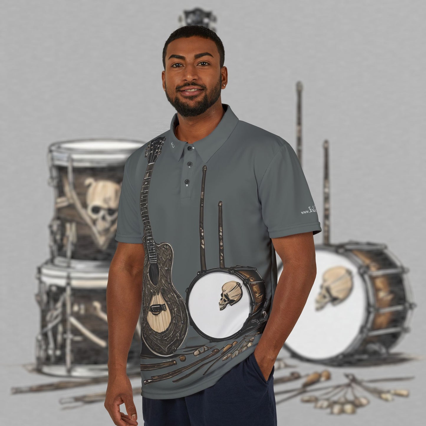 Bad Luk Jo Engineers’ Comfort Unisex Polo Shirt - Stylish Workwear / Golf Shirt - Grey with Full Logo on Front and Back - FREE ECONOMY SHIPPING