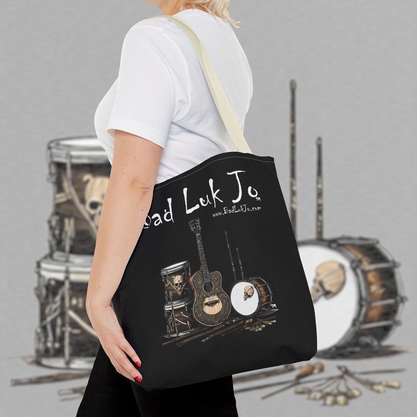 Bad Luk Jo Tote Bag - (Black) Perfect for Musicians and Music Lovers - FREE ECONOMY SHIPPING