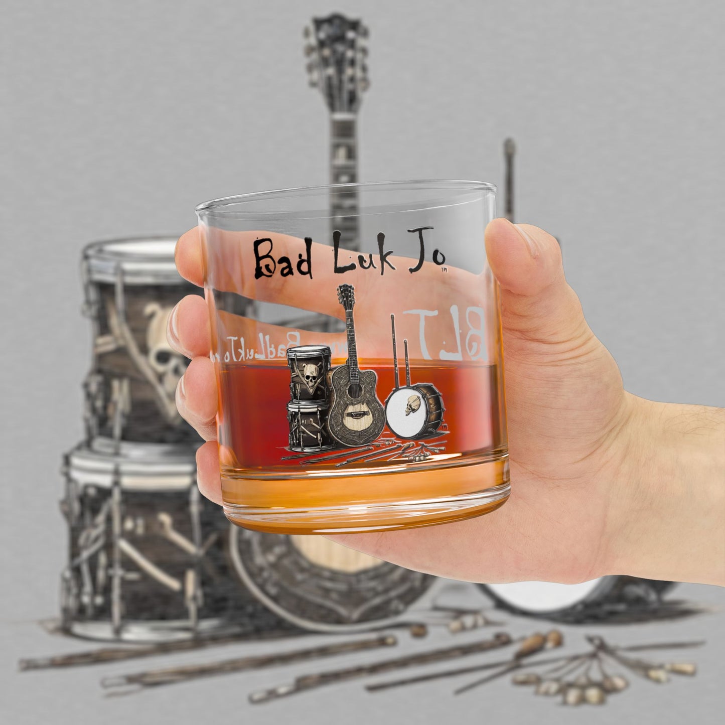 Bad Luk Jo - Rocks Glass / Whiskey Glass - 10oz Tumbler - FREE ECONOMY SHIPPING