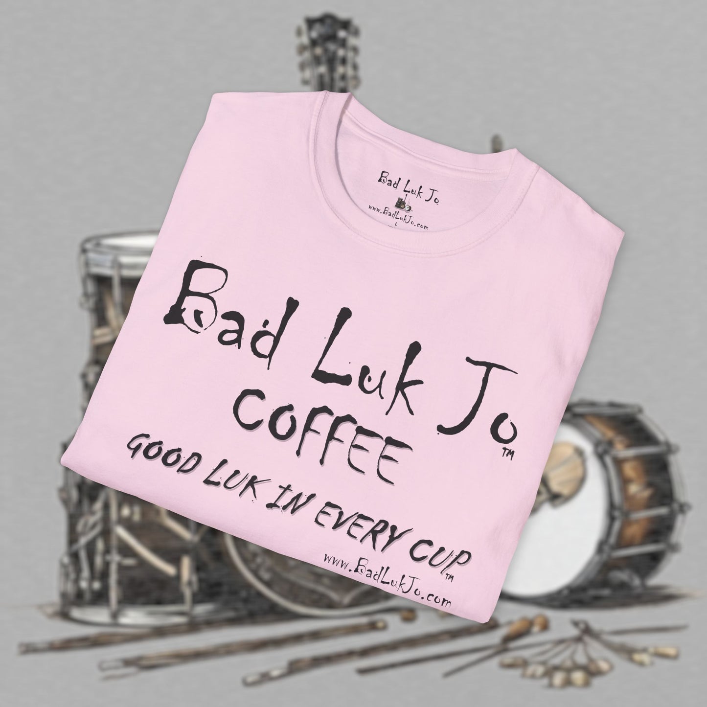 Bad Luk Jo Coffee "Good Luk in Every Cup" Unisex Softstyle T-Shirt - FREE ECONOMY SHIPPING