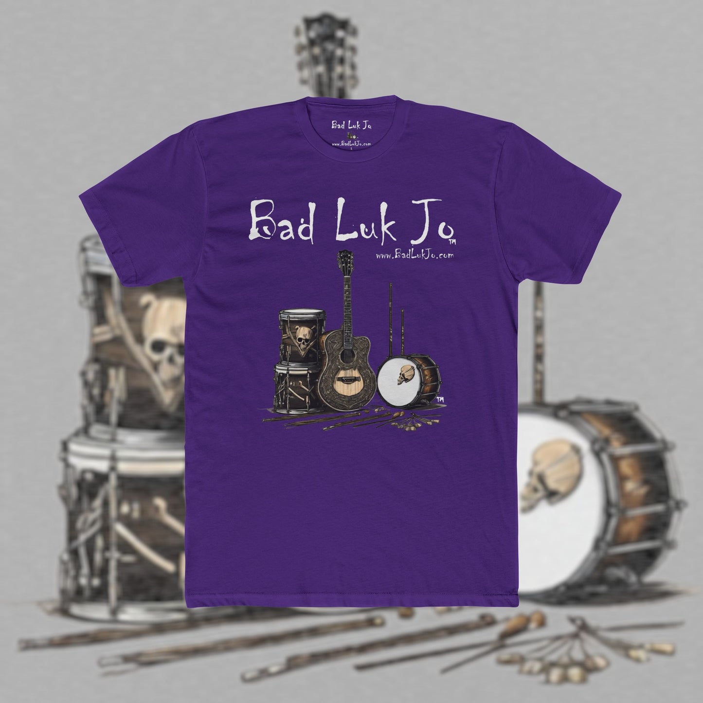 Bad Luk Jo T-Shirt - Alternate Design - No Printing on Back - Unisex Cotton "Crew Tee" - Classic Fit (Tighter) - Perfect for Musicians and Music Lovers - FREE ECONOMY SHIPPING