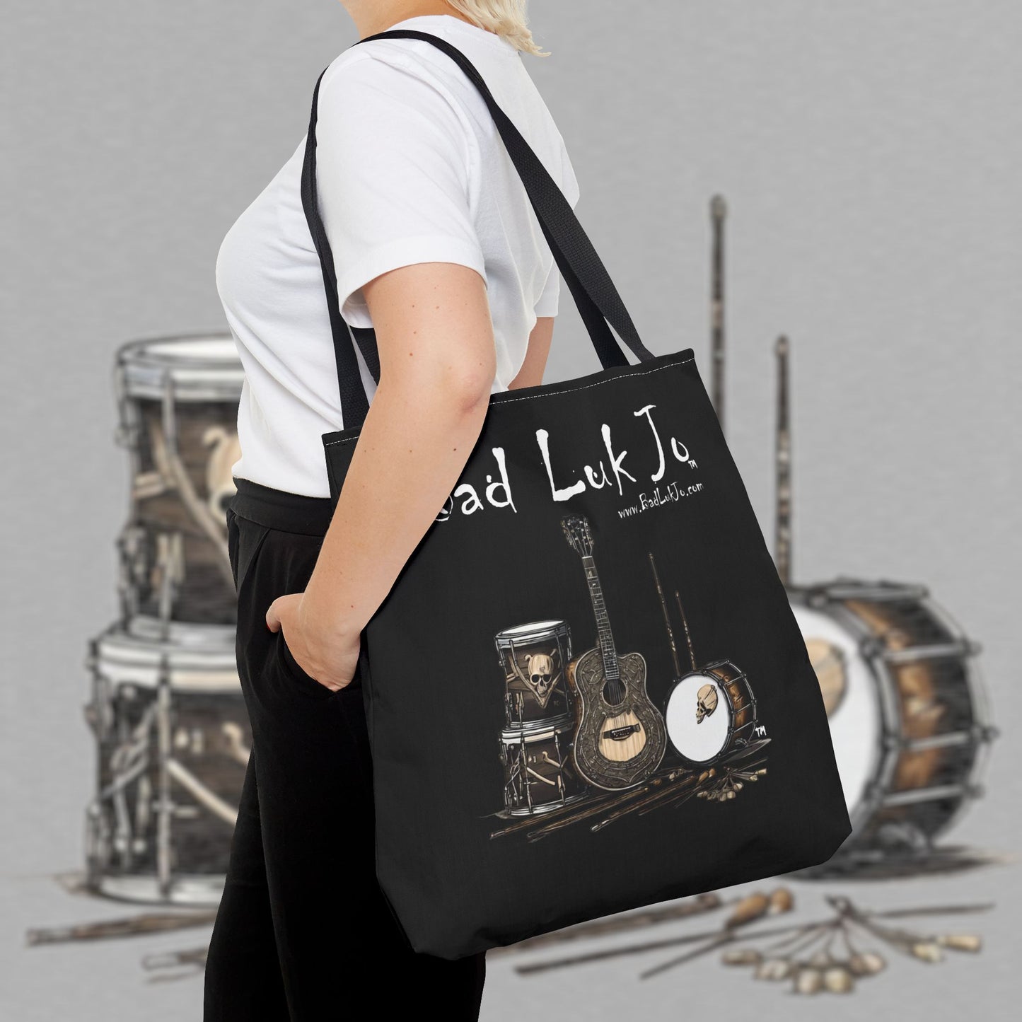 Bad Luk Jo Tote Bag - (Black) Perfect for Musicians and Music Lovers - FREE ECONOMY SHIPPING