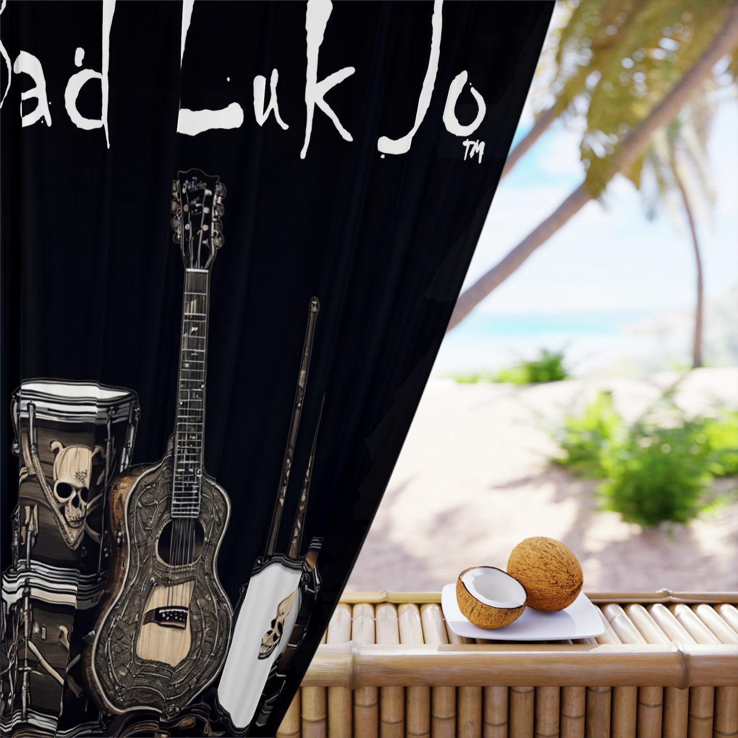 Bad Luk Jo One-Man Band - Window Curtain / Backdrop - Black - FREE STANDARD SHIPPING