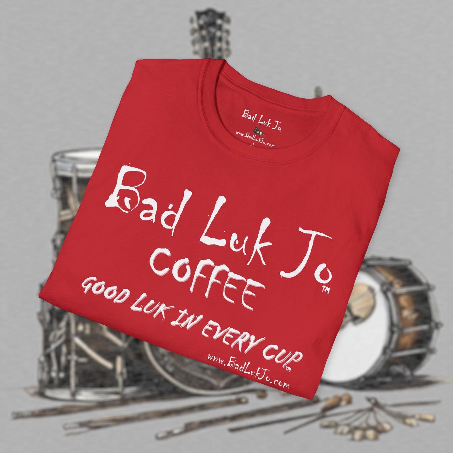 Bad Luk Jo Coffee "Good Luk in Every Cup" Unisex Softstyle T-Shirt - FREE ECONOMY SHIPPING