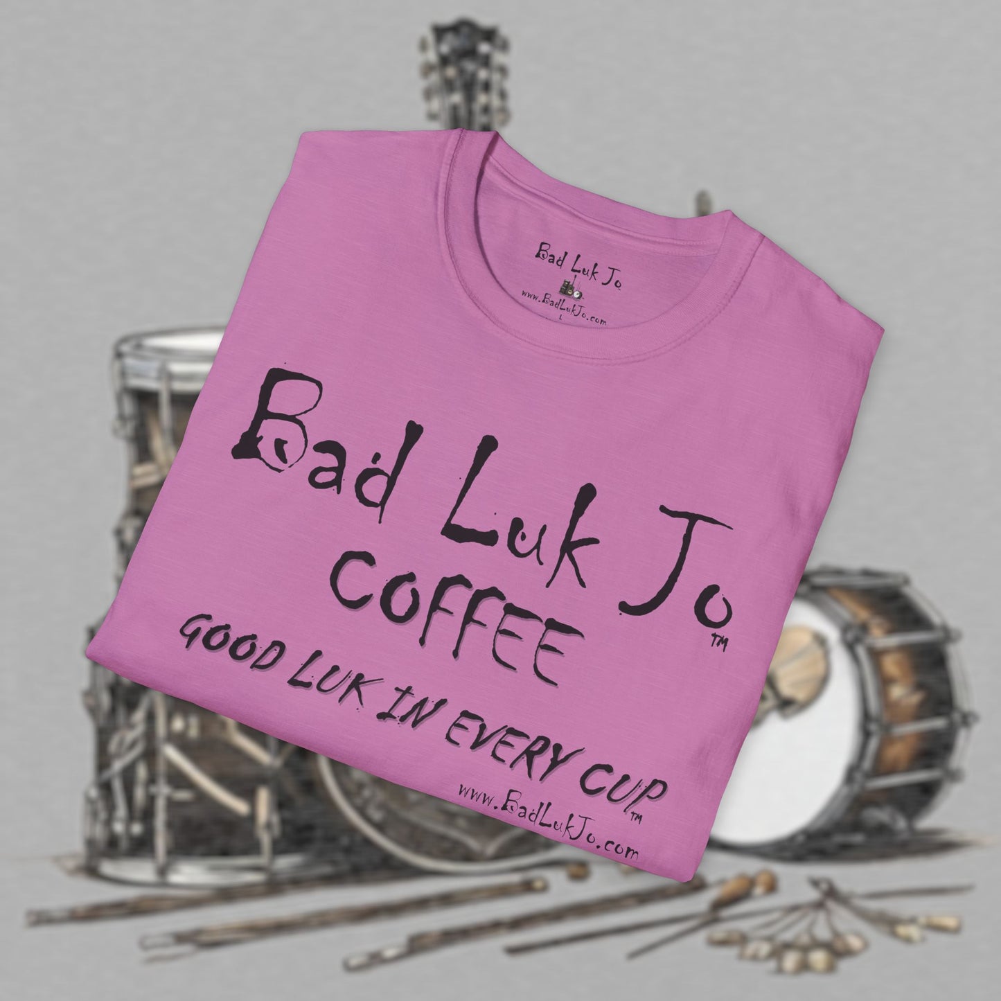 Bad Luk Jo Coffee "Good Luk in Every Cup" Unisex Softstyle T-Shirt - FREE ECONOMY SHIPPING