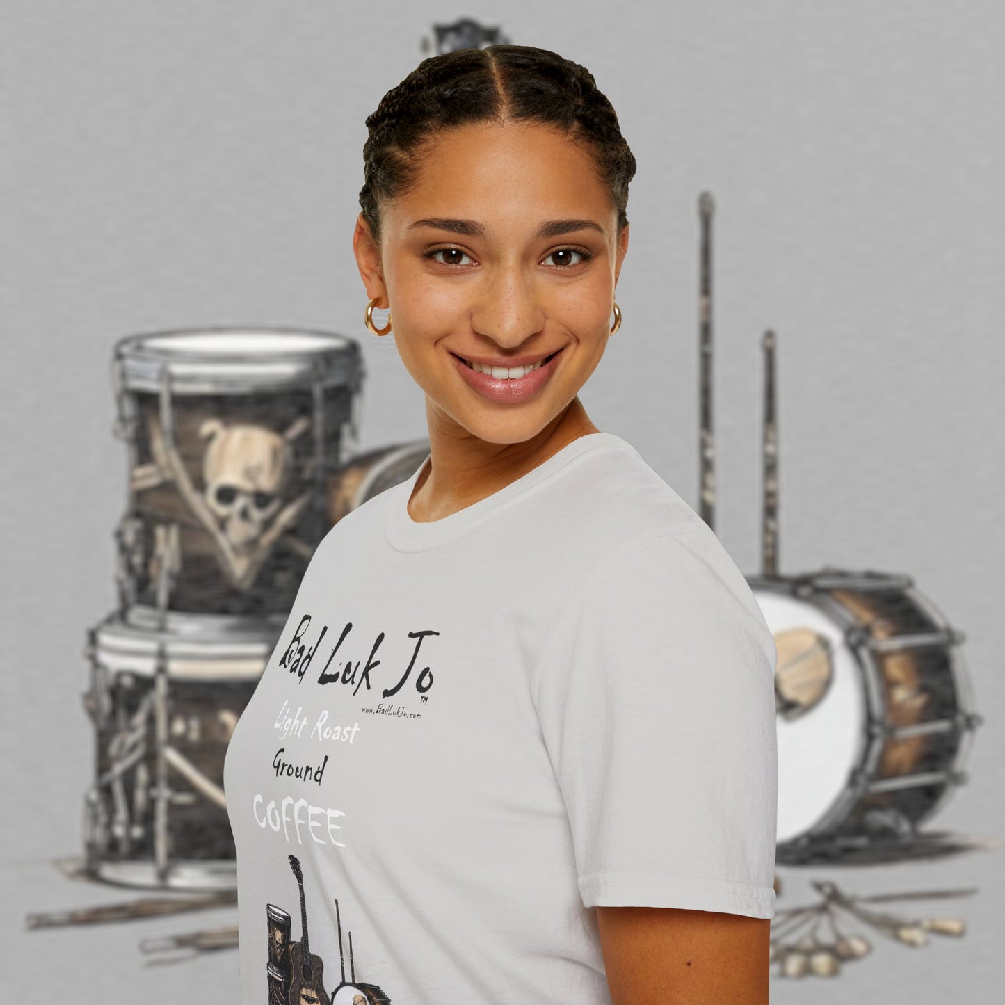 Bad Luk Jo "Light Roast Ground Coffee" Unisex Softstyle T-Shirt - FREE ECONOMY SHIPPING