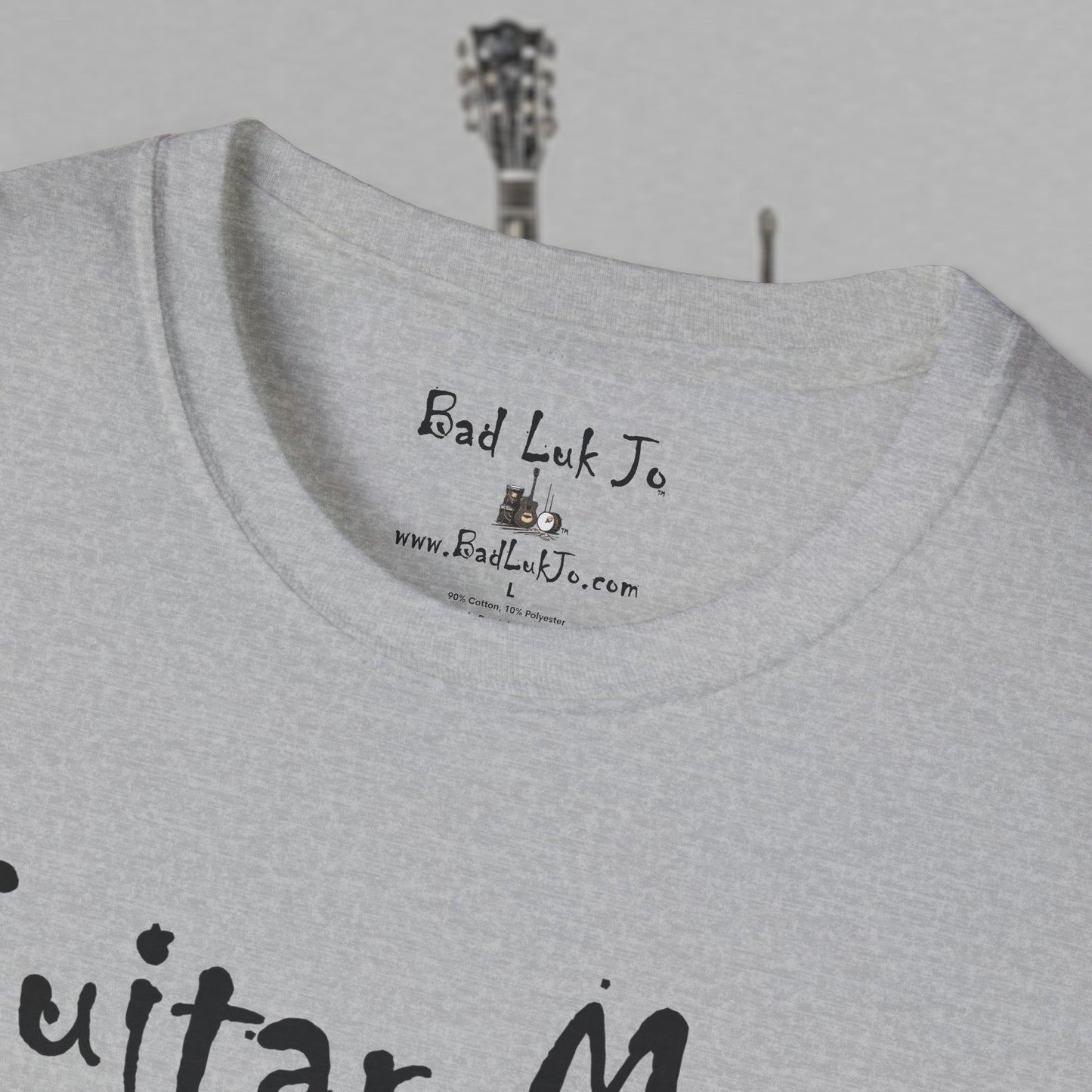 Bad Luk Jo "Guitar Man" T-Shirt - No Printing on Back - Unisex Softstyle T-Shirt - Perfect for Musicians and Music Lovers - FREE ECONOMY SHIPPING
