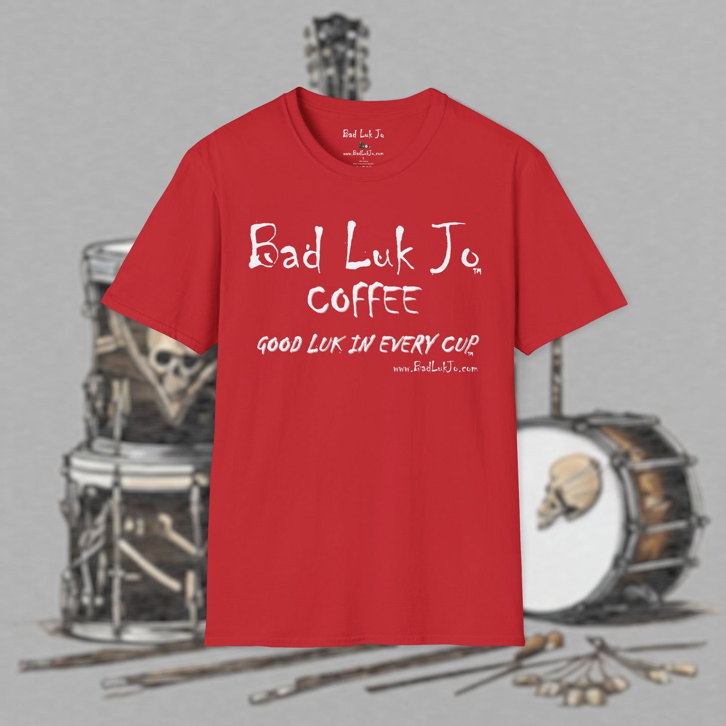 Bad Luk Jo Coffee "Good Luk in Every Cup" Unisex Softstyle T-Shirt - FREE ECONOMY SHIPPING