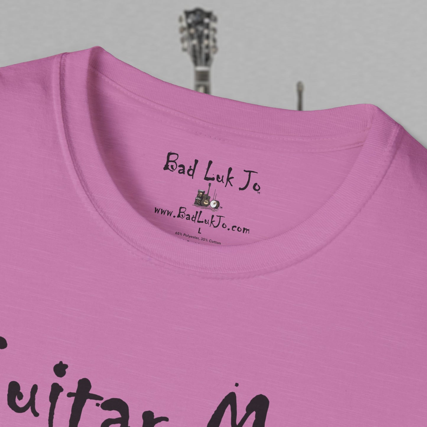 Bad Luk Jo "Guitar Man" T-Shirt - No Printing on Back - Unisex Softstyle T-Shirt - Perfect for Musicians and Music Lovers - FREE ECONOMY SHIPPING