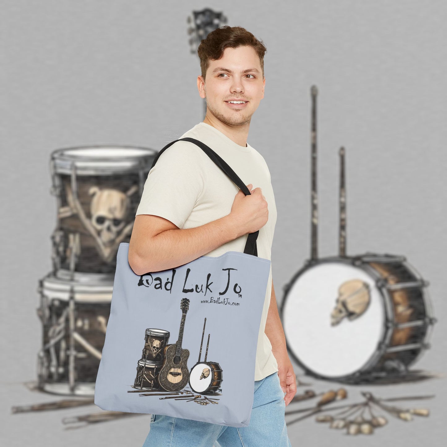 Bad Luk Jo Tote Bag - (Grey) Perfect for Musicians and Music Lovers - FREE ECONOMY SHIPPING