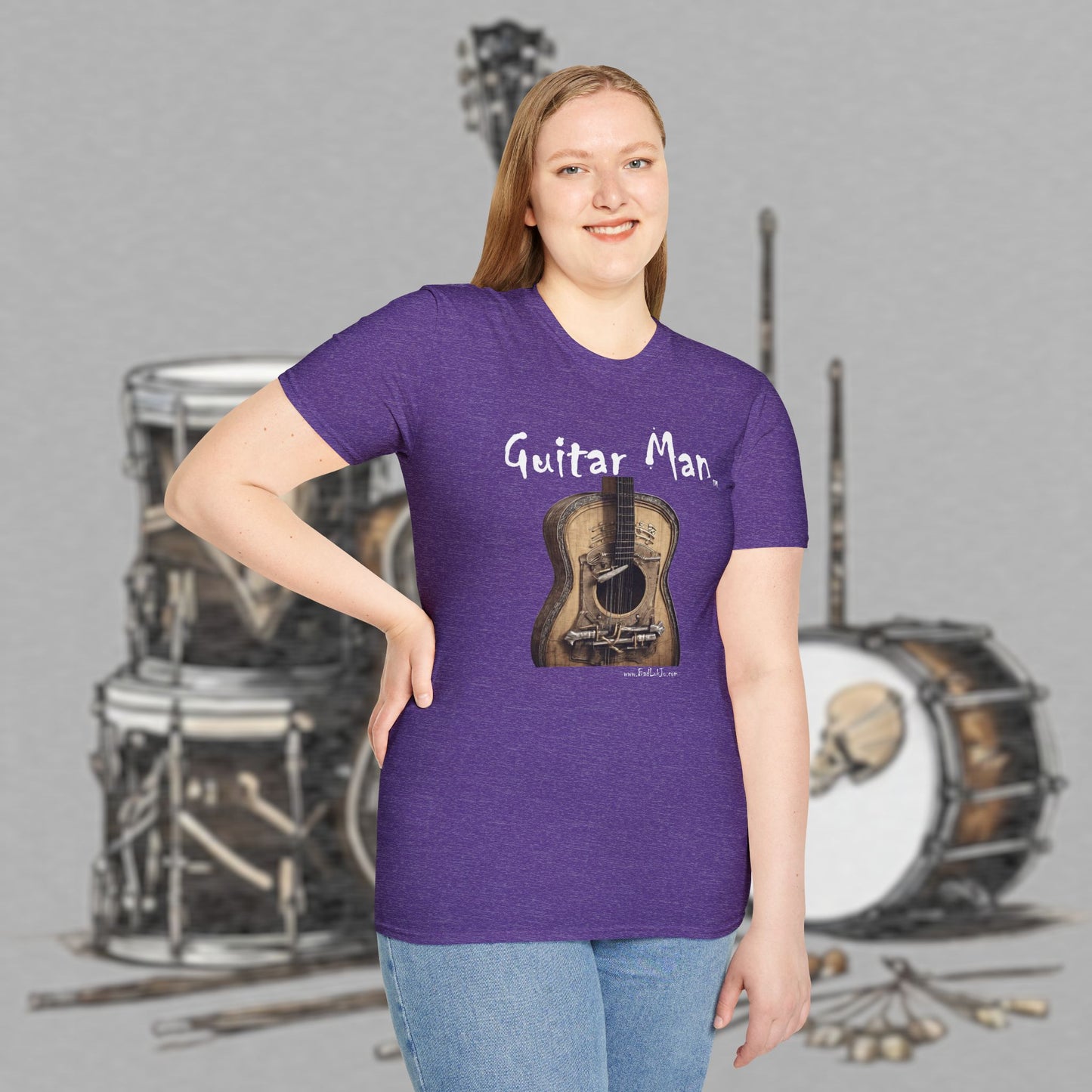 Bad Luk Jo "Guitar Man" T-Shirt - No Printing on Back - Unisex Softstyle T-Shirt - Perfect for Musicians and Music Lovers - FREE ECONOMY SHIPPING