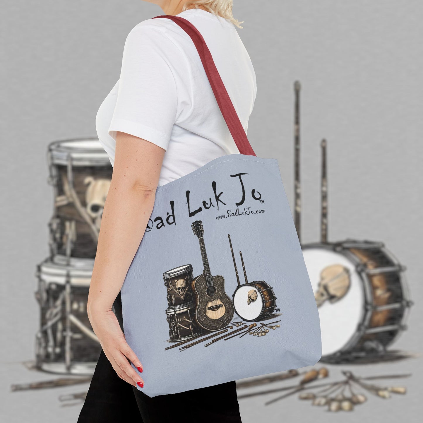 Bad Luk Jo Tote Bag - (Grey) Perfect for Musicians and Music Lovers - FREE ECONOMY SHIPPING