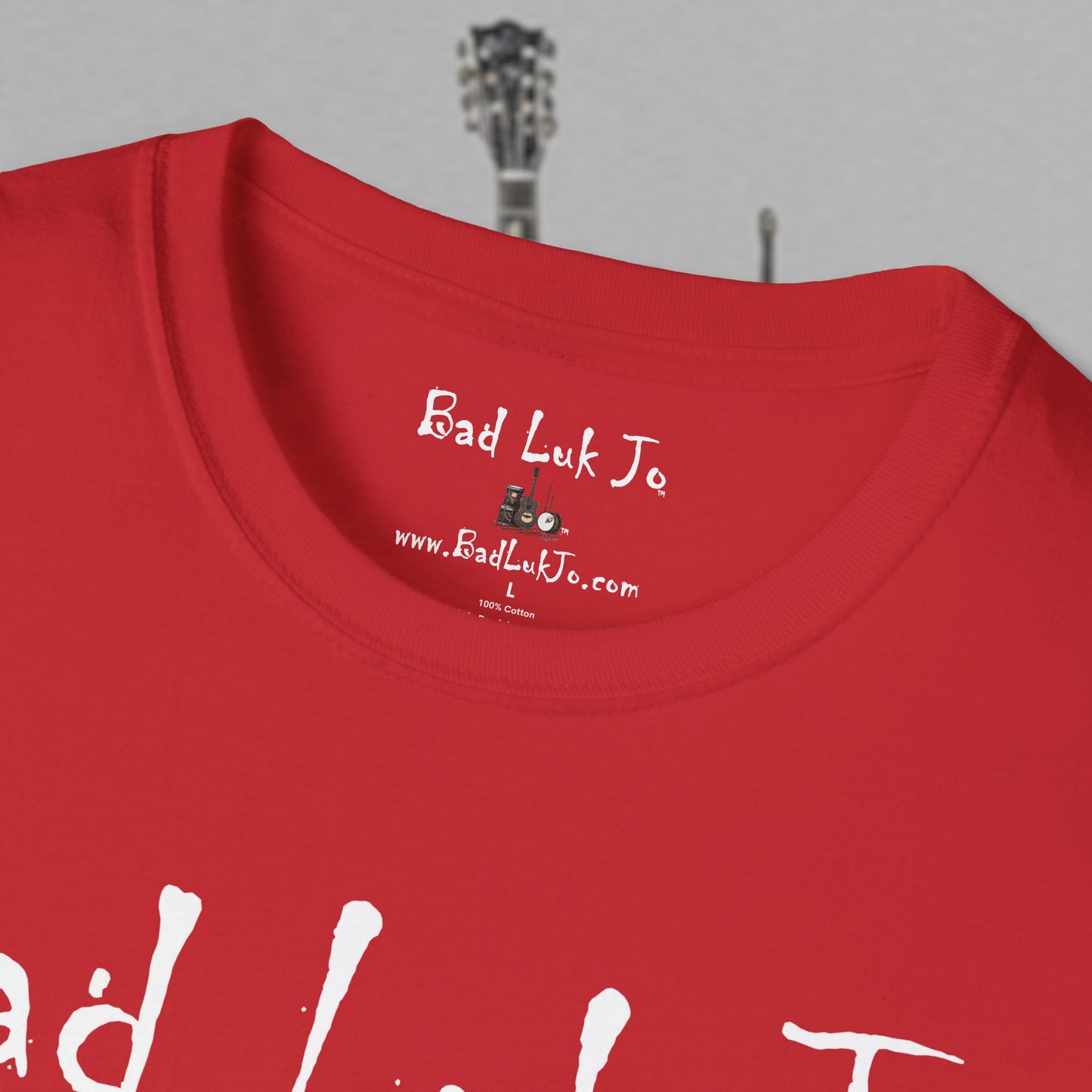 Bad Luk Jo Coffee "Good Luk in Every Cup" T-Shirt - with Website on Back - Unisex Softstyle T-Shirt - FREE ECONOMY SHIPPING