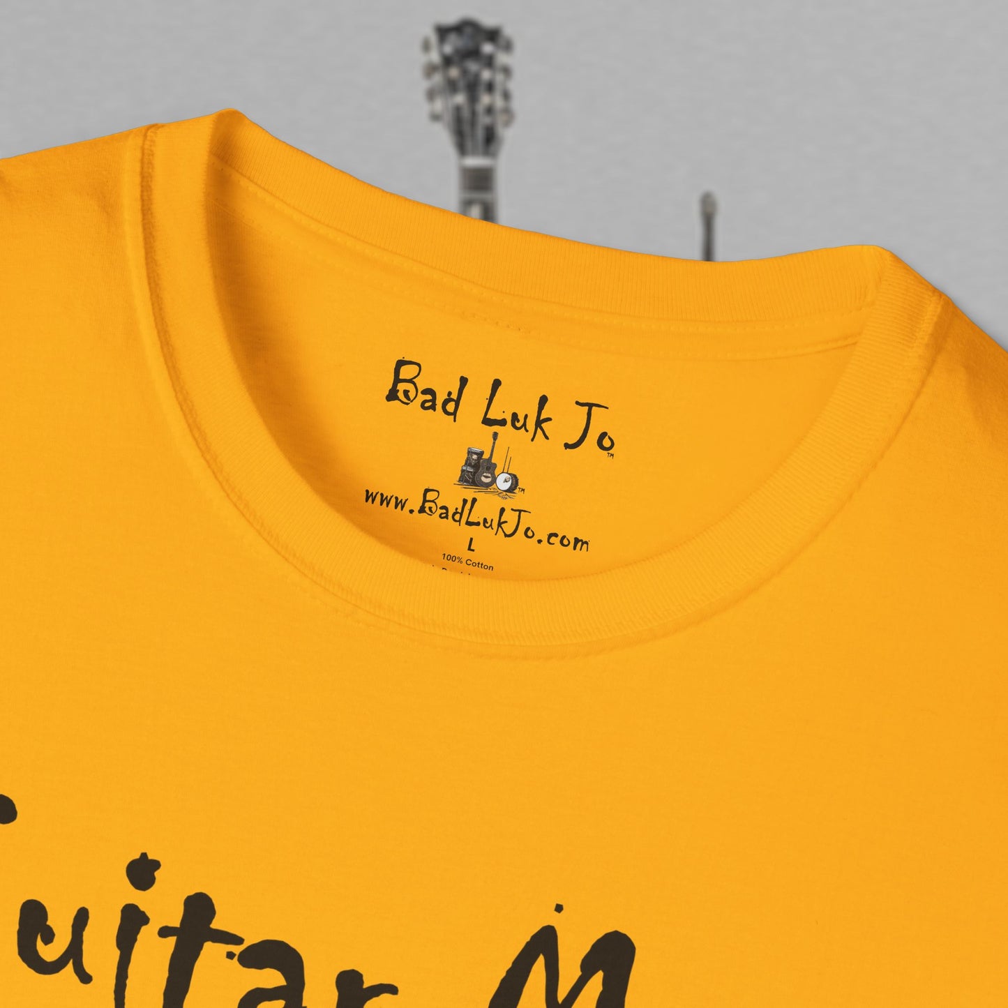 Bad Luk Jo "Guitar Man" T-Shirt - No Printing on Back - Unisex Softstyle T-Shirt - Perfect for Musicians and Music Lovers - FREE ECONOMY SHIPPING