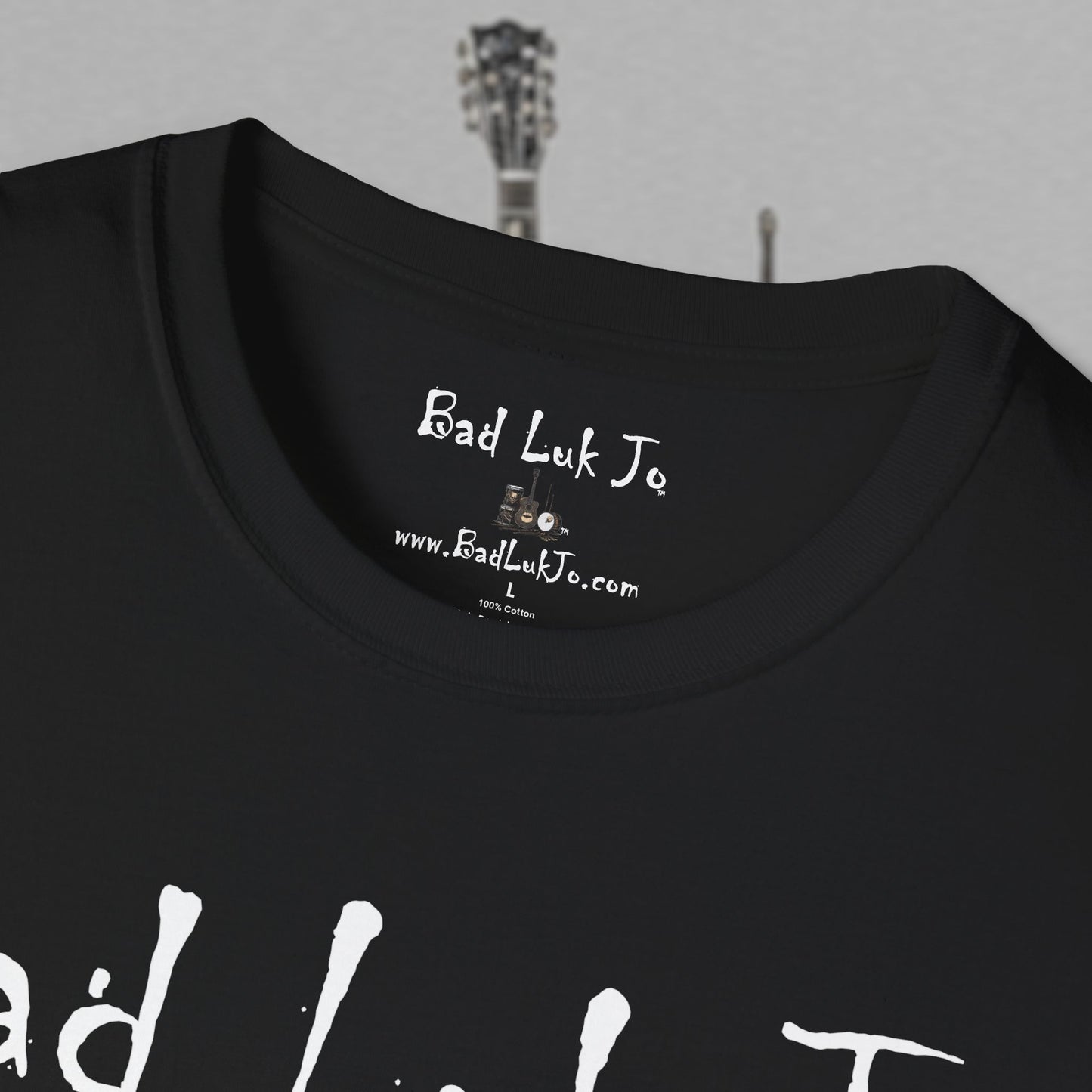 Bad Luk Jo Coffee "Good Luk in Every Cup" T-Shirt - with Website on Back - Unisex Softstyle T-Shirt - FREE ECONOMY SHIPPING