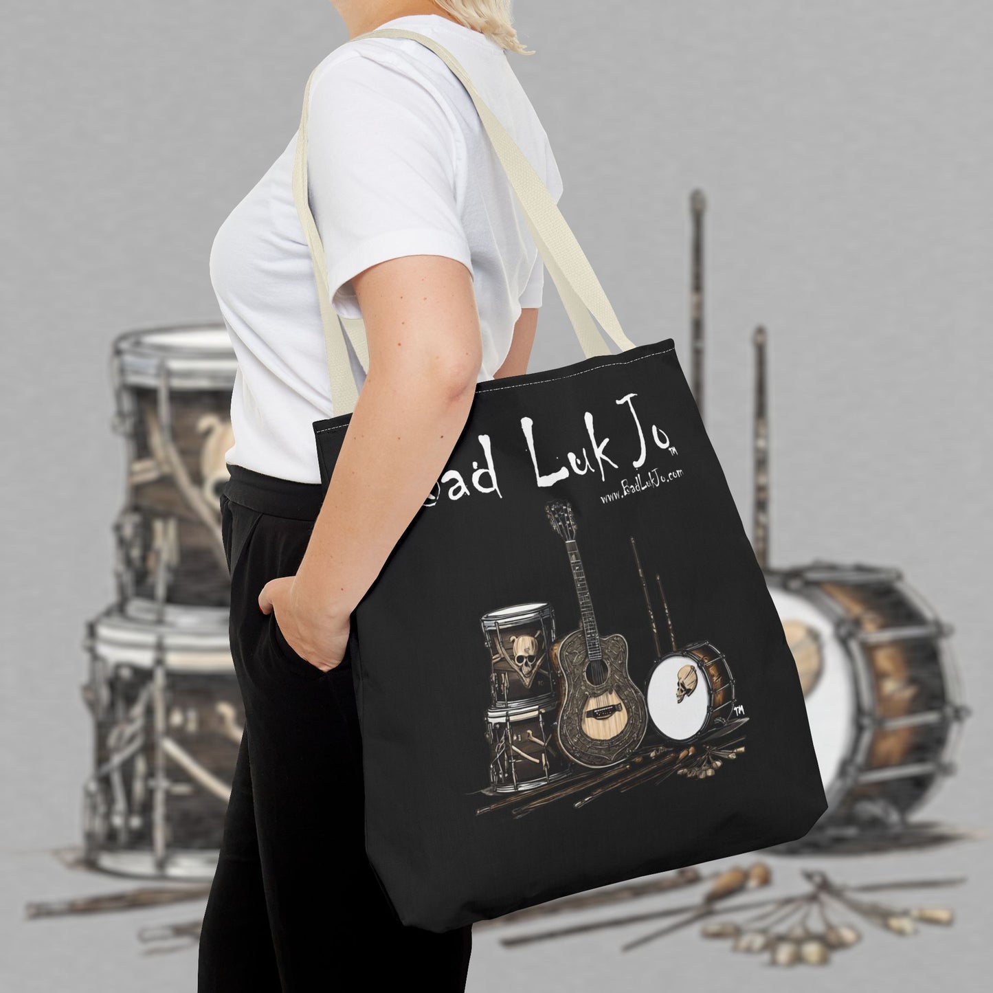 Bad Luk Jo Tote Bag - (Black) Perfect for Musicians and Music Lovers - FREE ECONOMY SHIPPING