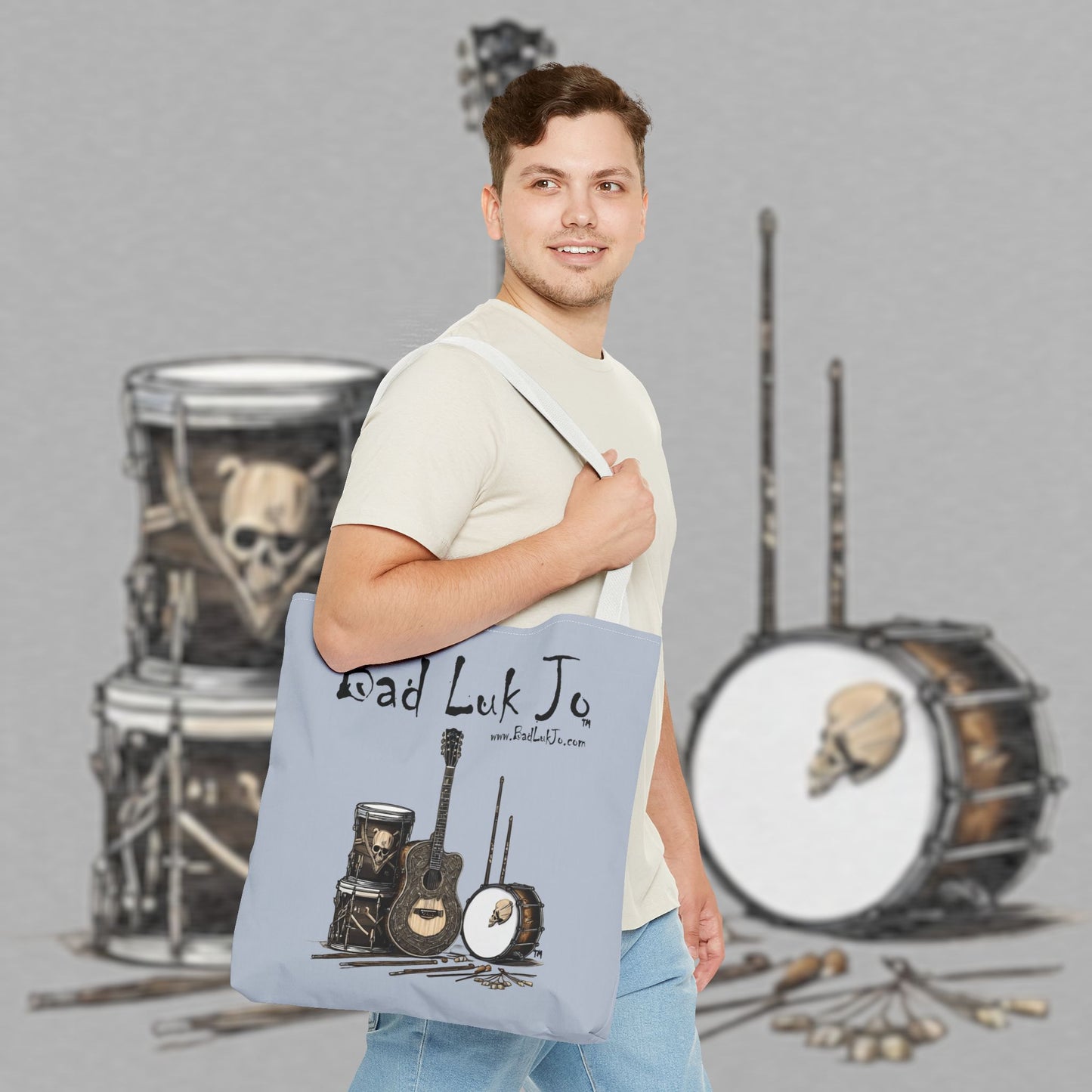 Bad Luk Jo Tote Bag - (Grey) Perfect for Musicians and Music Lovers - FREE ECONOMY SHIPPING