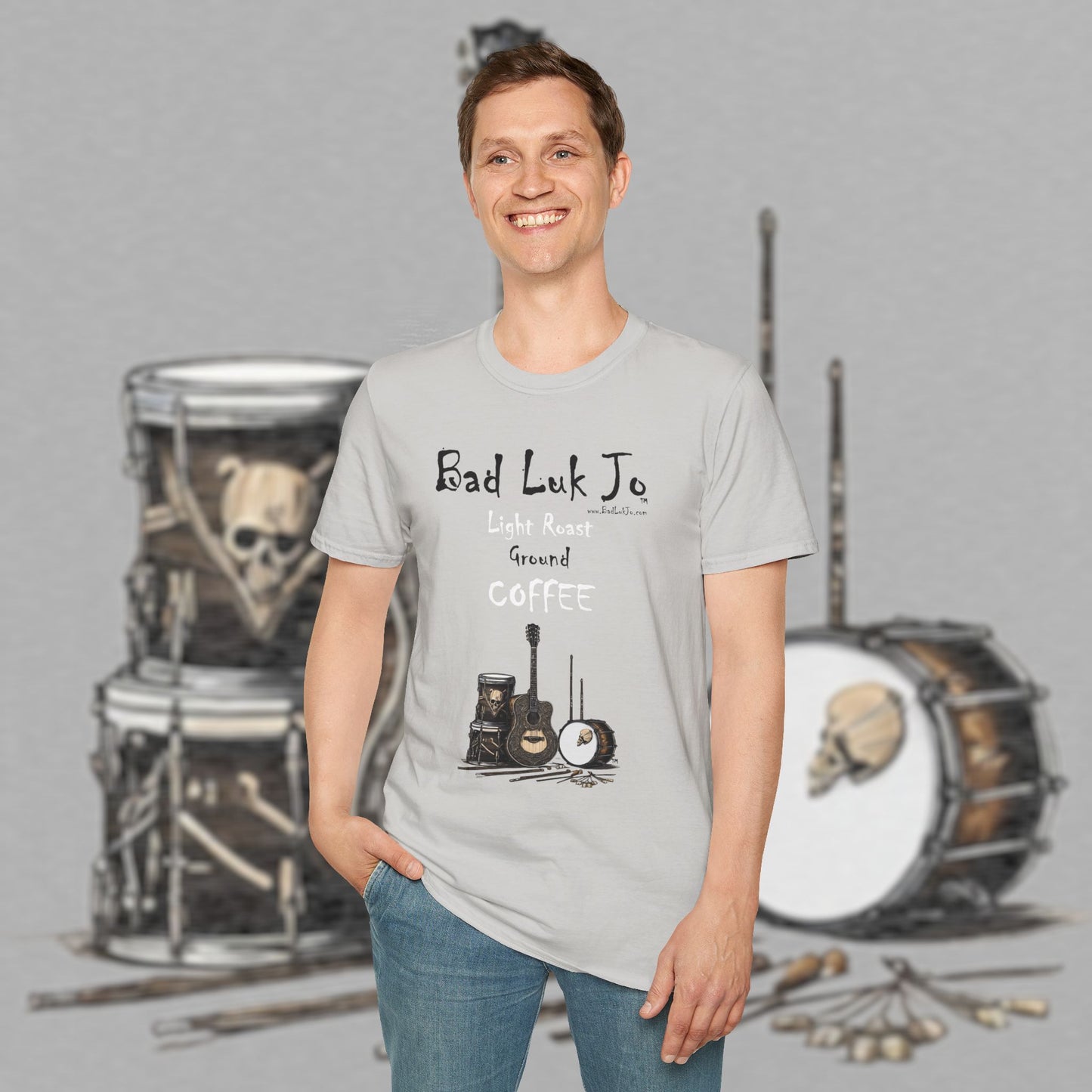 Bad Luk Jo "Light Roast Ground Coffee" Unisex Softstyle T-Shirt - FREE ECONOMY SHIPPING