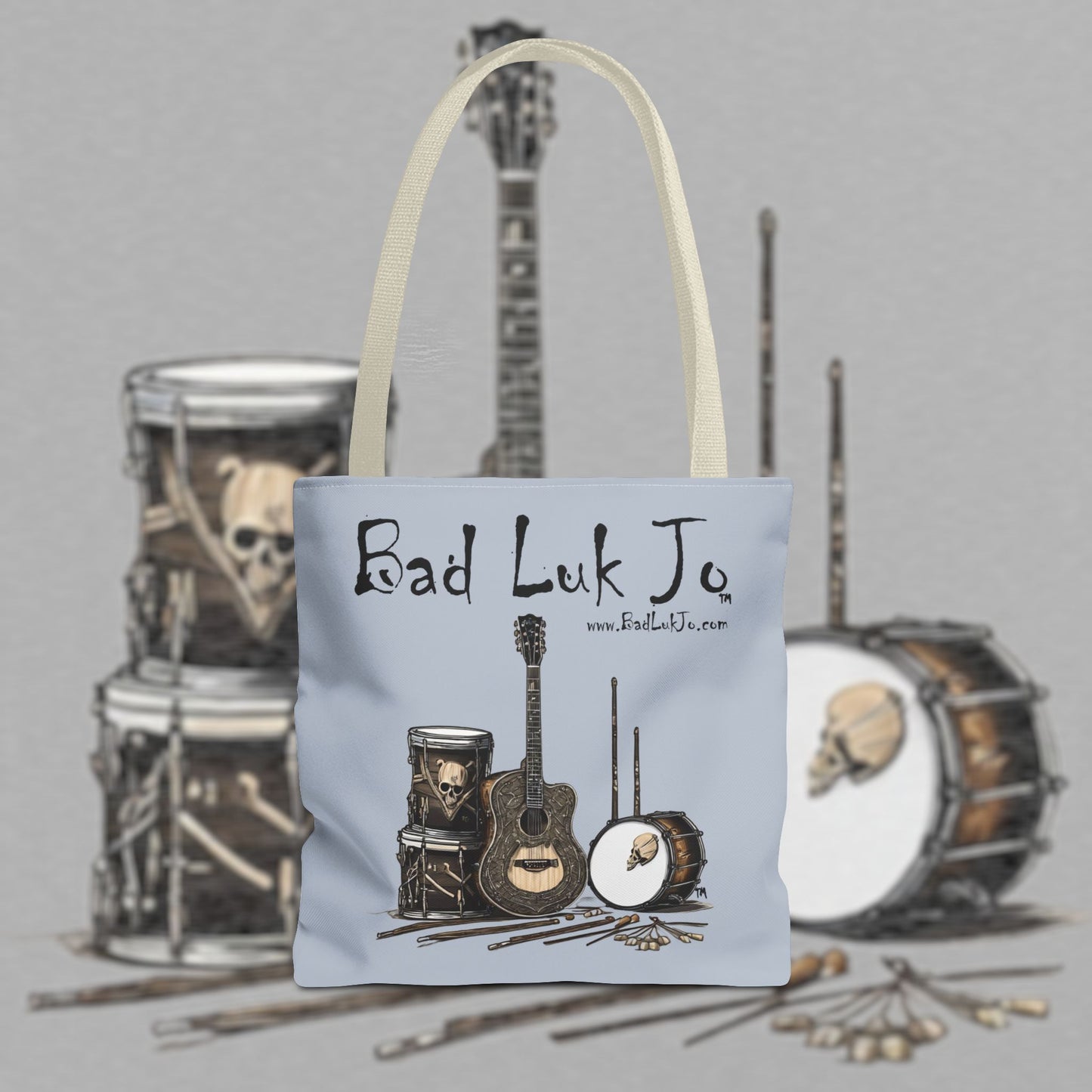 Bad Luk Jo Tote Bag - (Grey) Perfect for Musicians and Music Lovers - FREE ECONOMY SHIPPING