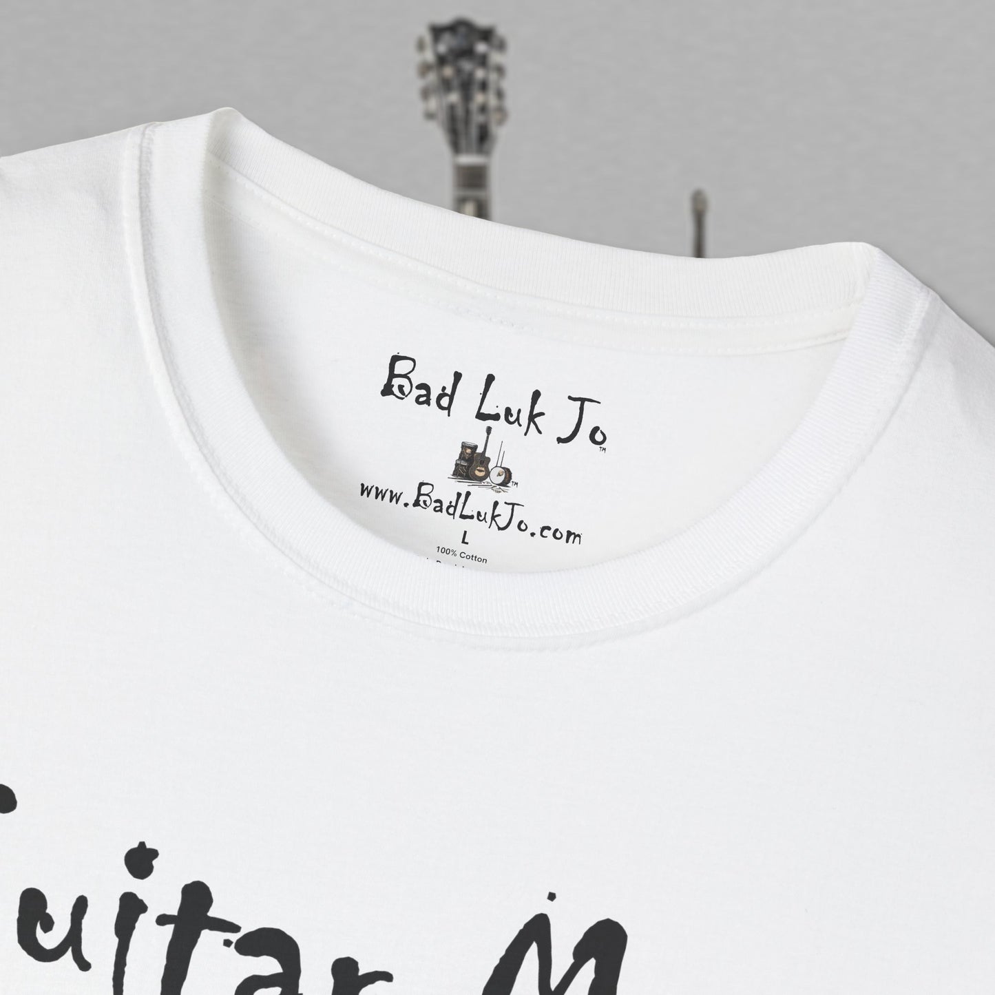 Bad Luk Jo "Guitar Man" T-Shirt - No Printing on Back - Unisex Softstyle T-Shirt - Perfect for Musicians and Music Lovers - FREE ECONOMY SHIPPING