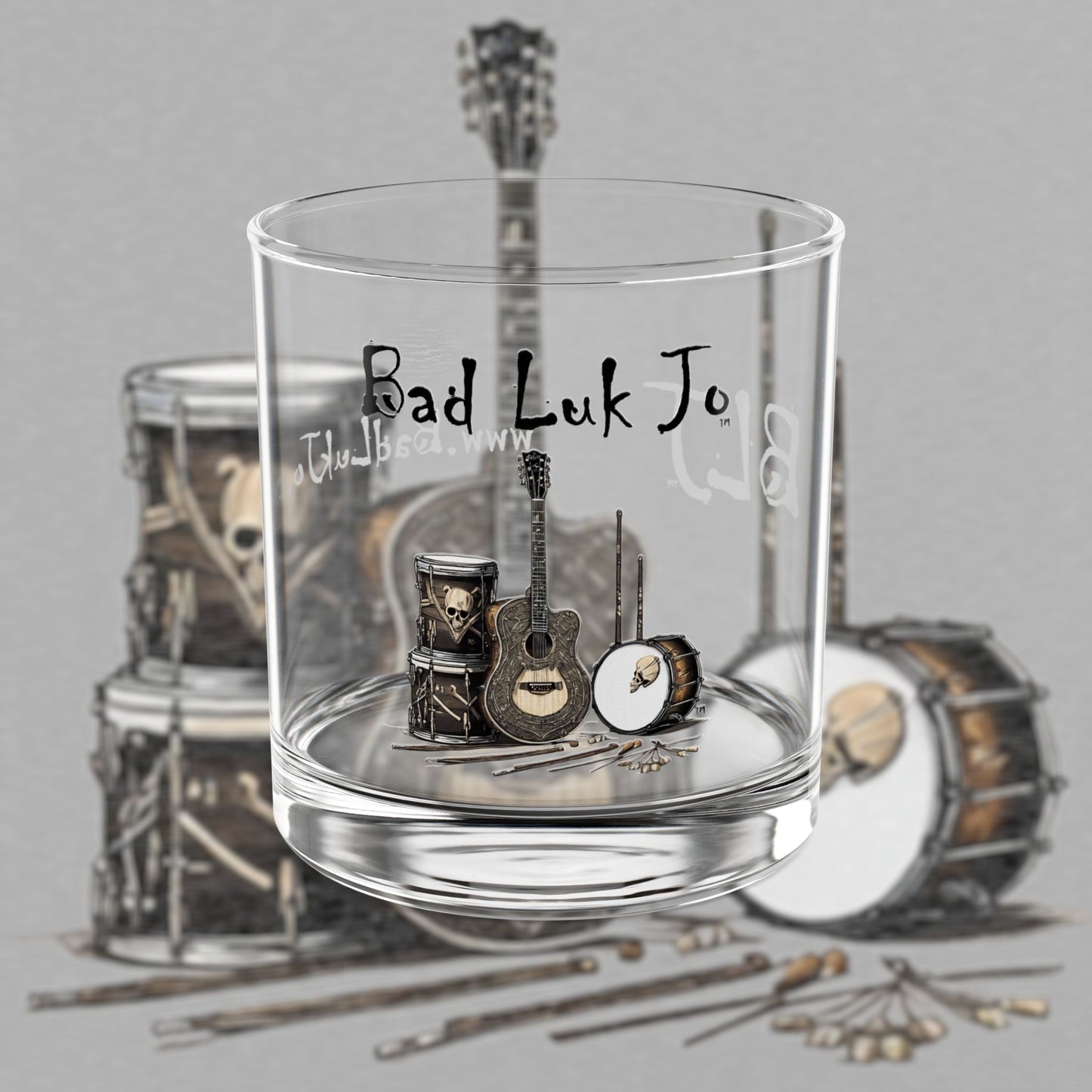 Bad Luk Jo - Rocks Glass / Whiskey Glass - 10oz Tumbler - FREE ECONOMY SHIPPING