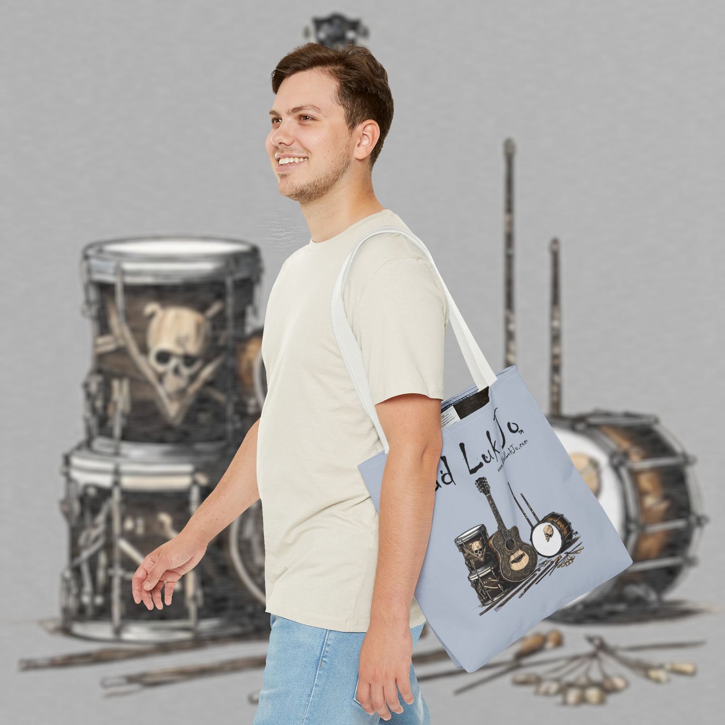 Bad Luk Jo Tote Bag - (Grey) Perfect for Musicians and Music Lovers - FREE ECONOMY SHIPPING