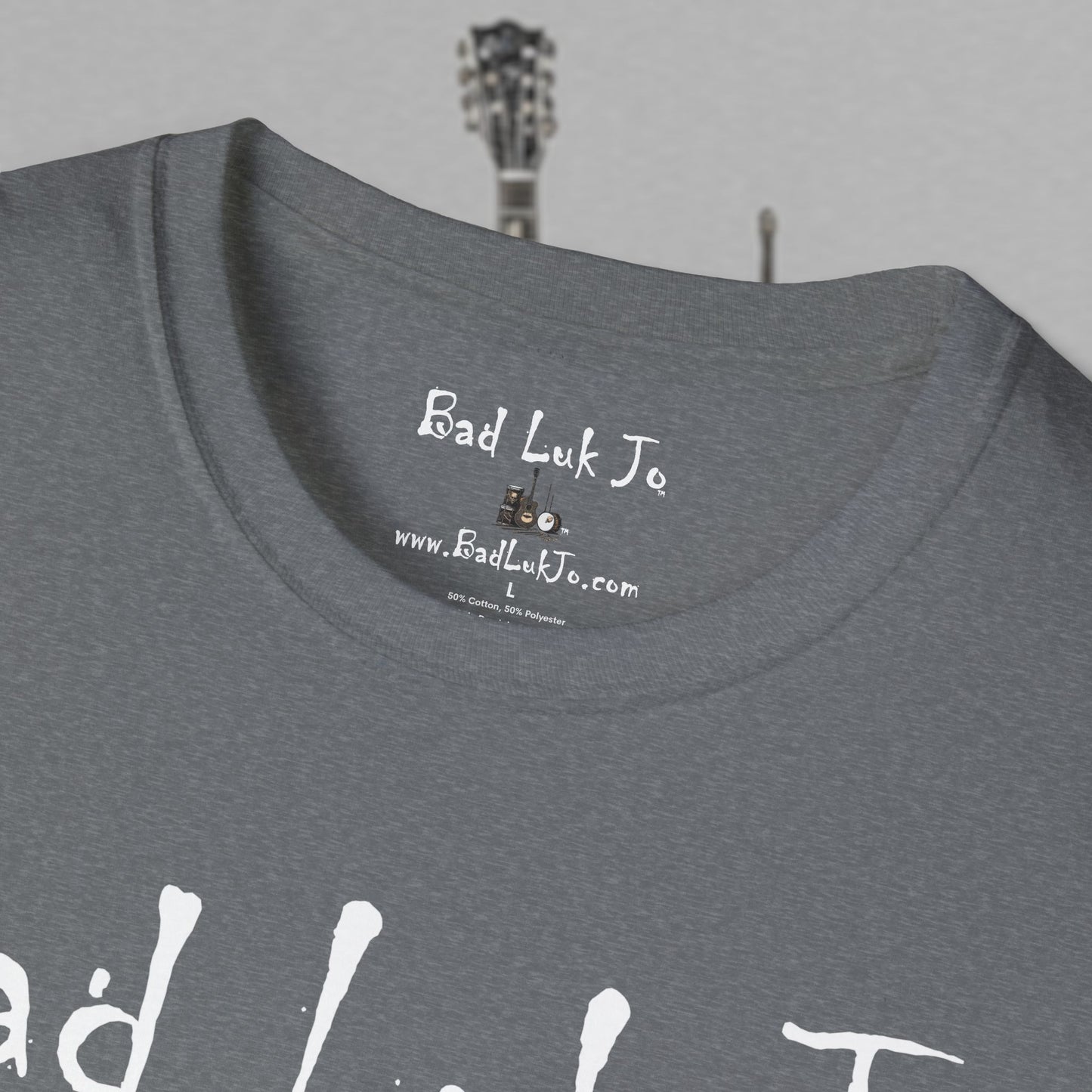 Bad Luk Jo Coffee "Good Luk in Every Cup" T-Shirt - with Website on Back - Unisex Softstyle T-Shirt - FREE ECONOMY SHIPPING