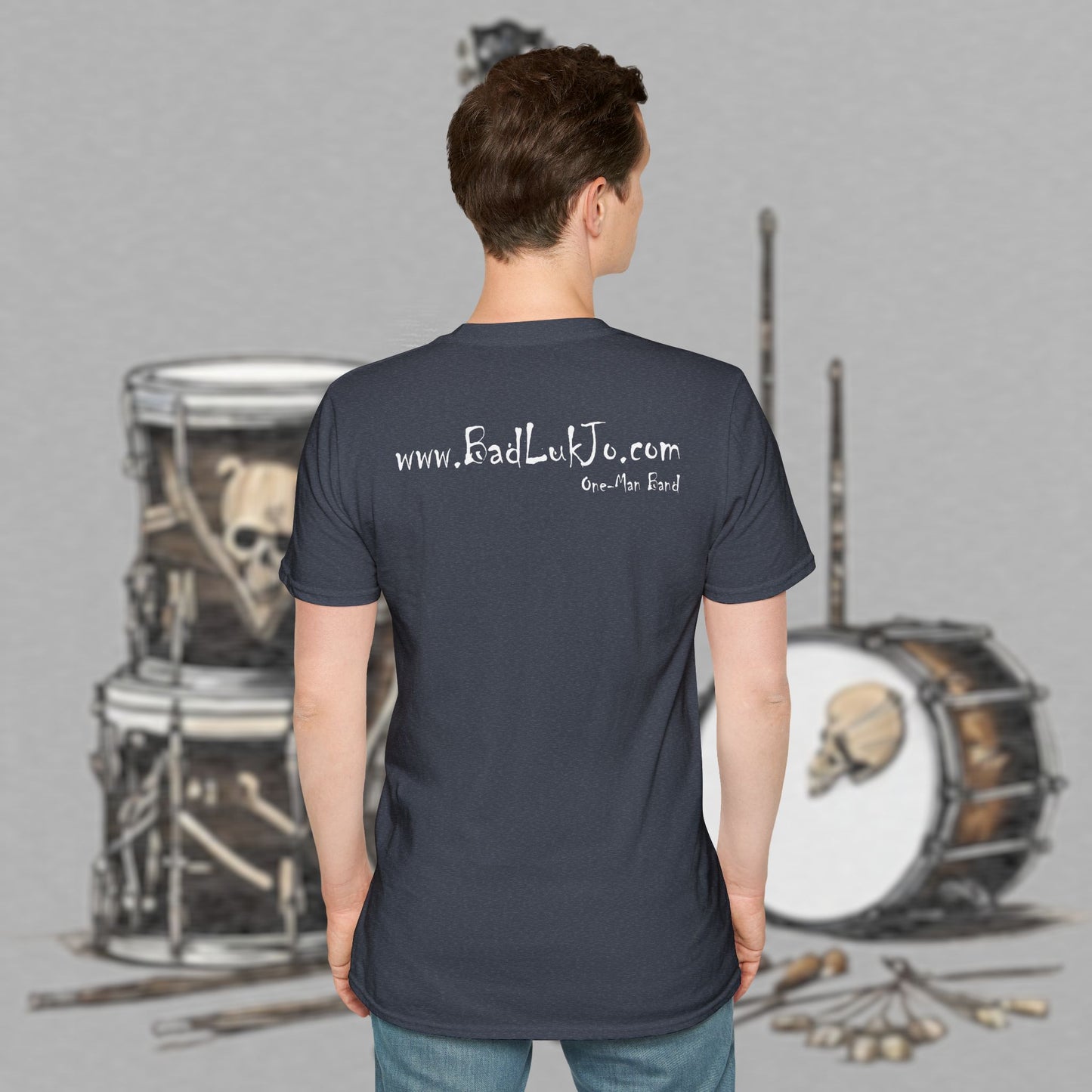 Bad Luk Jo Coffee "Good Luk in Every Cup" T-Shirt - with Website on Back - Unisex Softstyle T-Shirt - FREE ECONOMY SHIPPING