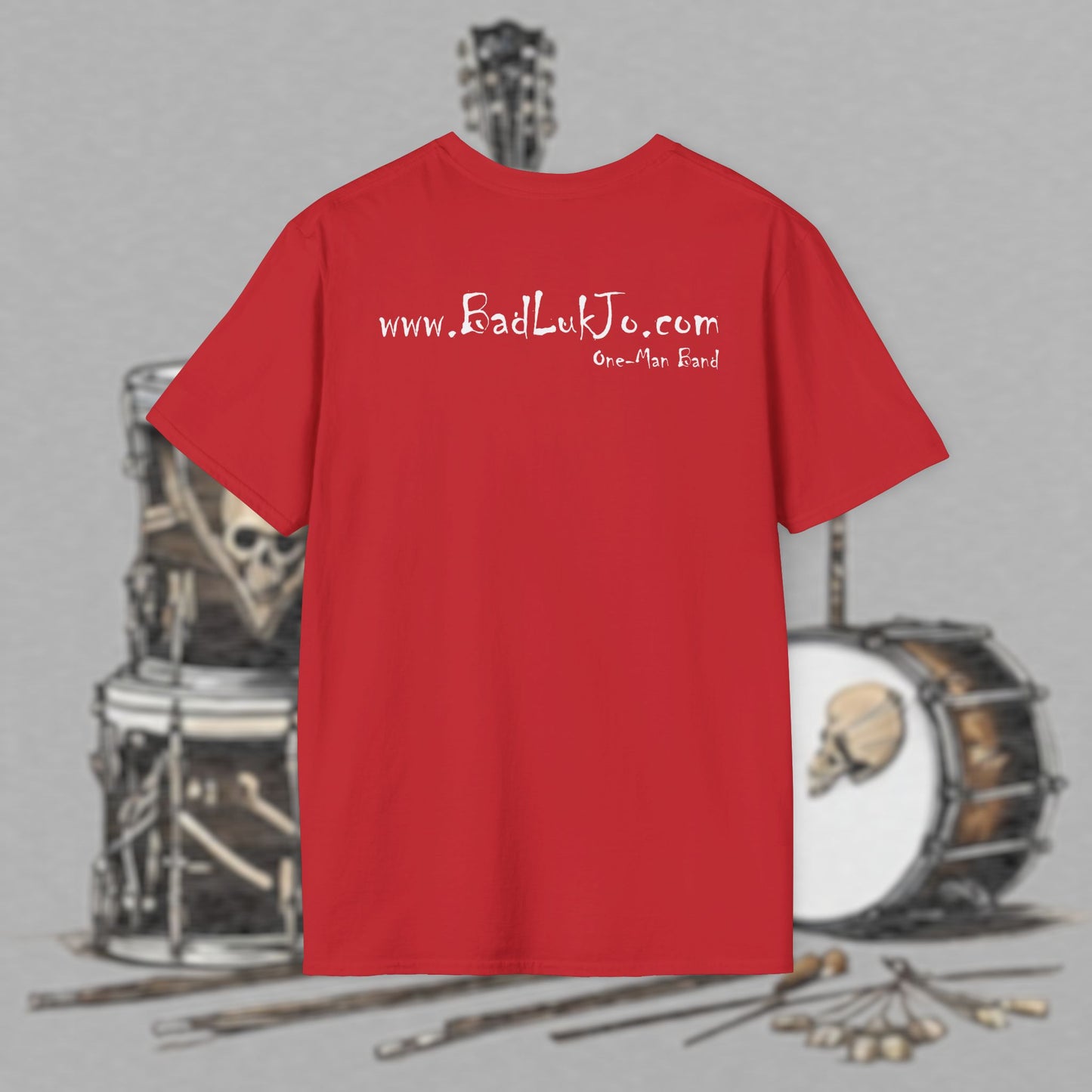 Bad Luk Jo Coffee "Good Luk in Every Cup" T-Shirt - with Website on Back - Unisex Softstyle T-Shirt - FREE ECONOMY SHIPPING
