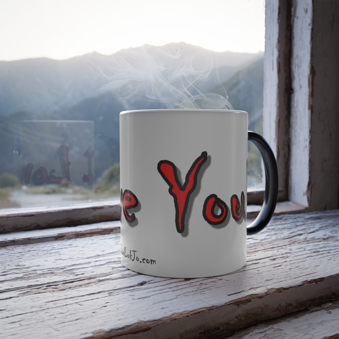 "I Love You" Color Morphing Mug - Unique Heat Changing Coffee Cup - Changes from Black to "I Love You" Design When Warm - Perfect for Valentine's Day or Anniversary - FREE ECONOMY SHIPPING