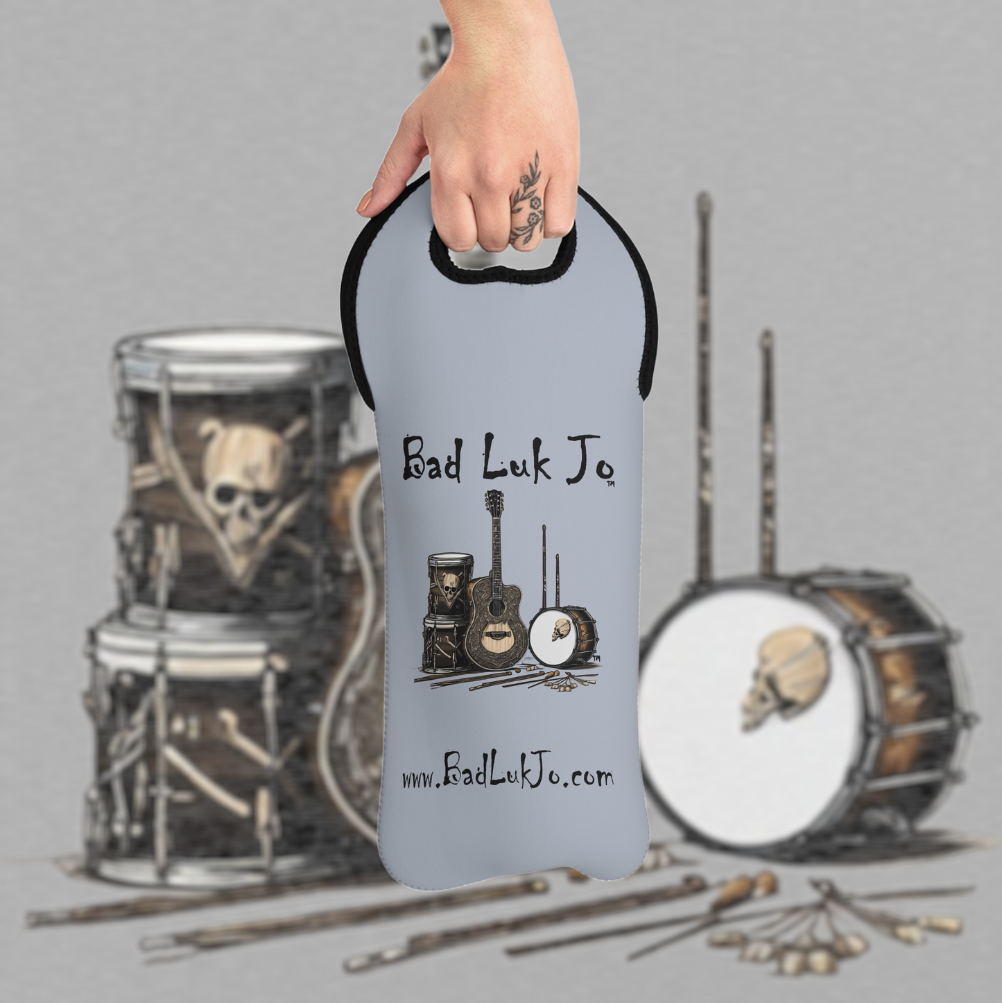 Bad Luk Jo Wine Tote Bag (Grey) - Perfect for Wine Lovers and Gifts - FREE STANDARD SHIPPING