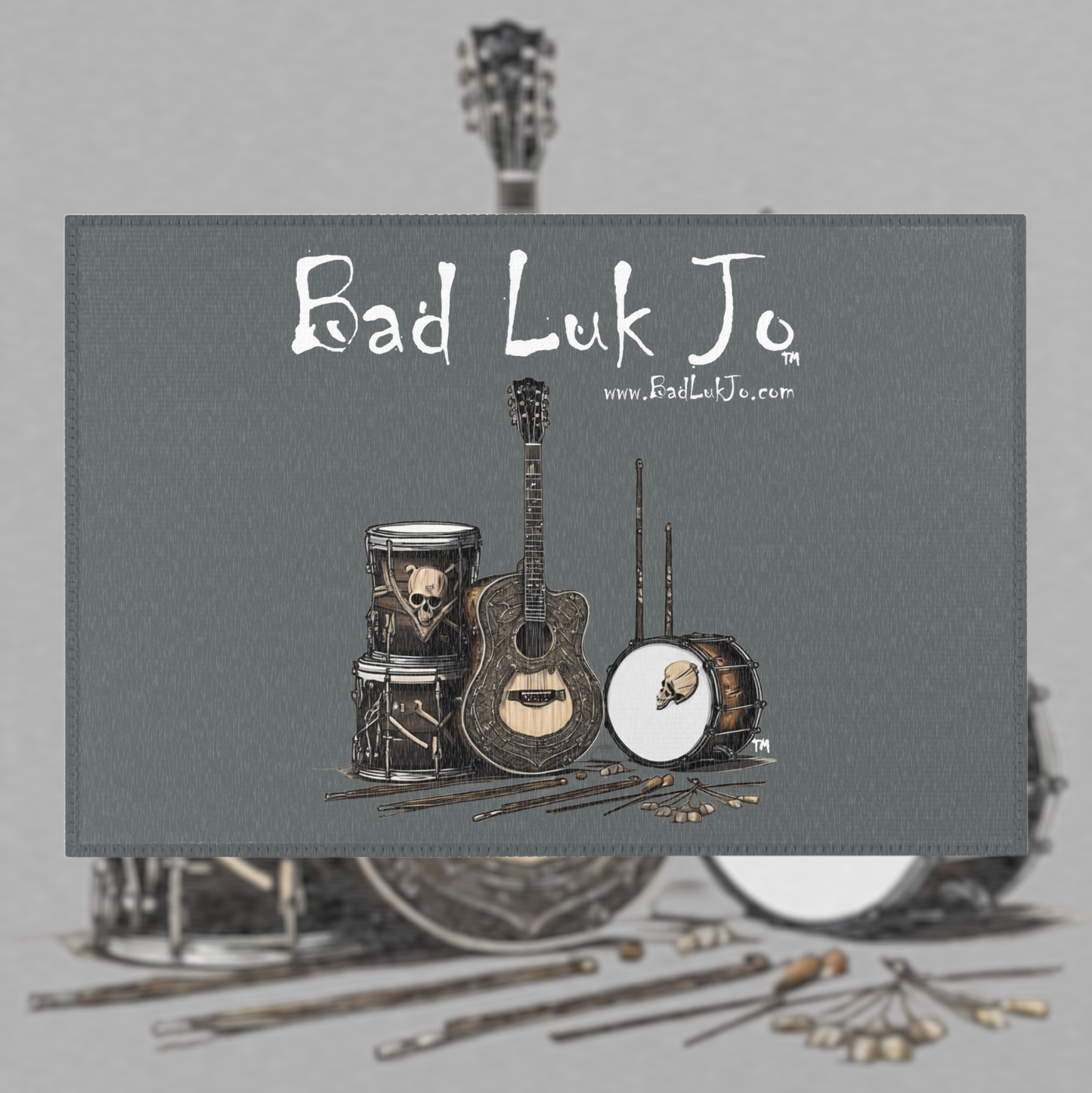 Bad Luk Jo Entry/Area Rug (Grey) 36"x 24" - Perfect for Music Lovers and Home Decor - FREE ECONOMY SHIPPING
