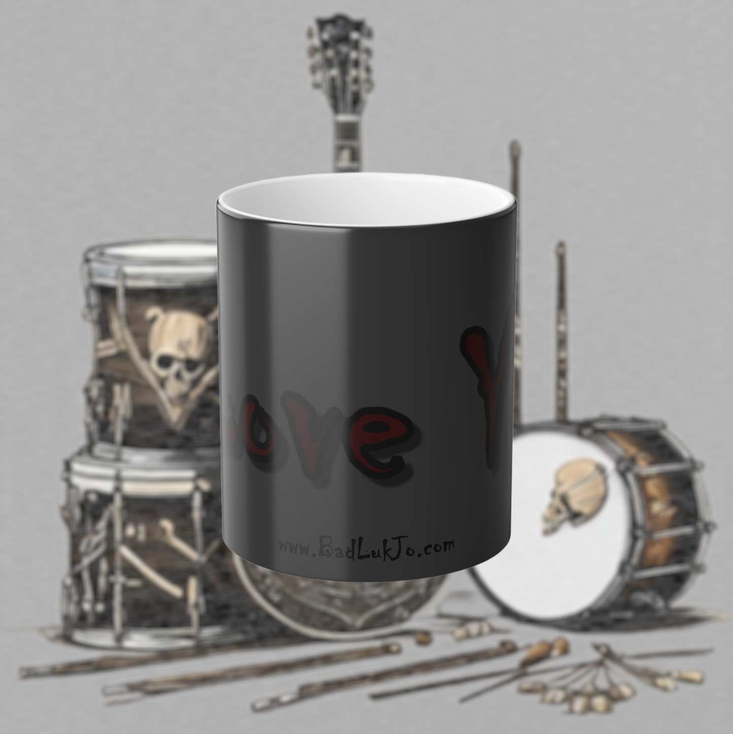 "I Love You" Color Morphing Mug - Unique Heat Changing Coffee Cup - Changes from Black to "I Love You" Design When Warm - Perfect for Valentine's Day or Anniversary - FREE ECONOMY SHIPPING