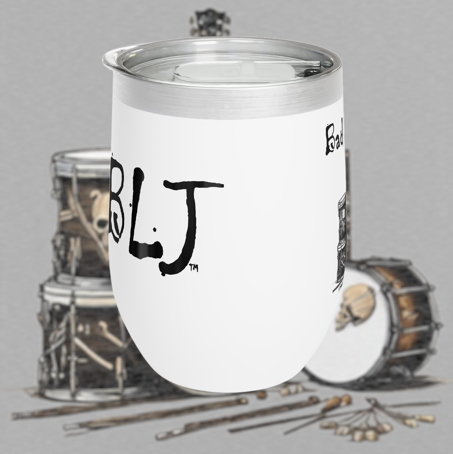 Bad Luk Jo Drink Tumbler - Great for Bad Luk Jo Coffee, Wine, or Any Drink - White - FREE ECONOMY SHIPPING