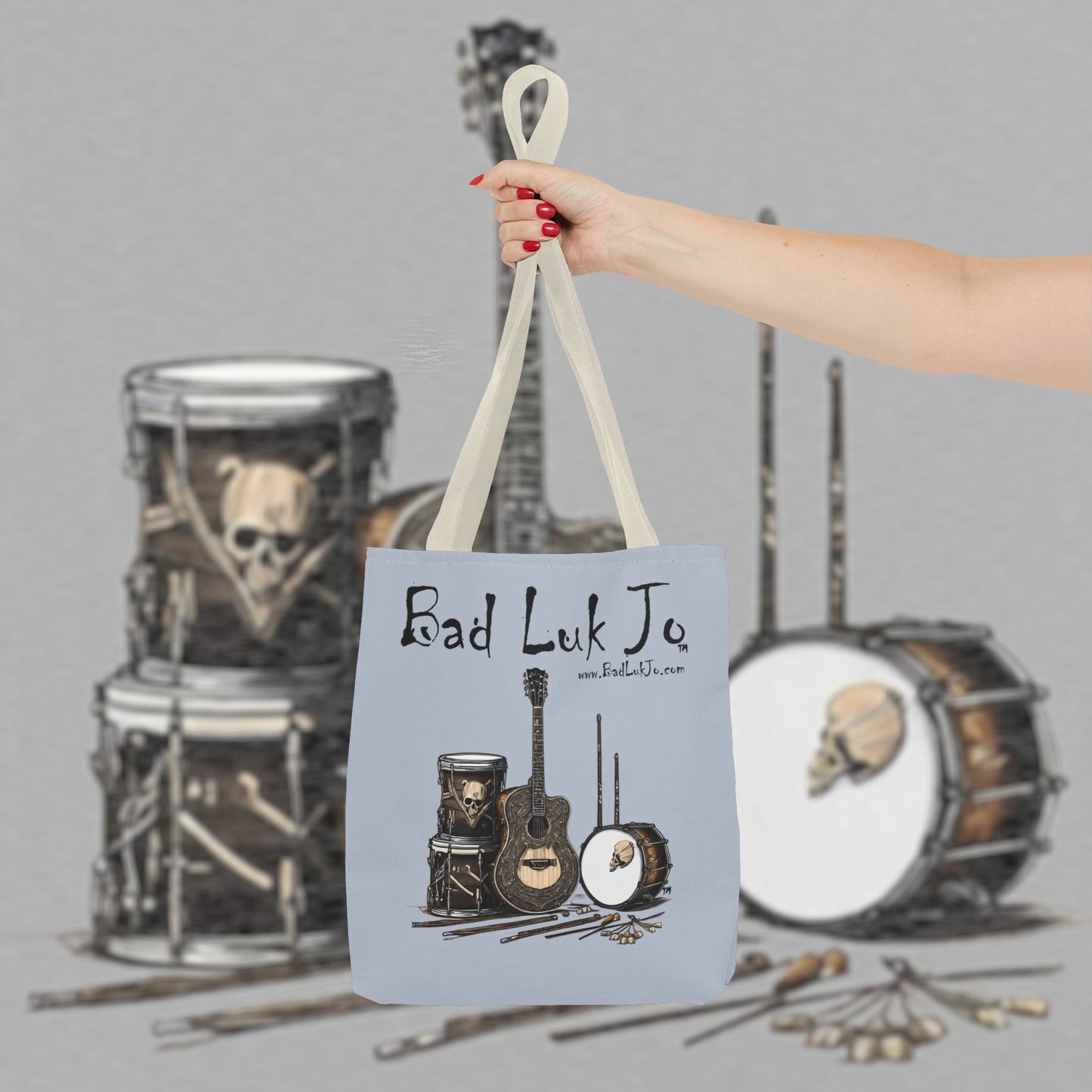 Bad Luk Jo Tote Bag - (Grey) Perfect for Musicians and Music Lovers - FREE ECONOMY SHIPPING