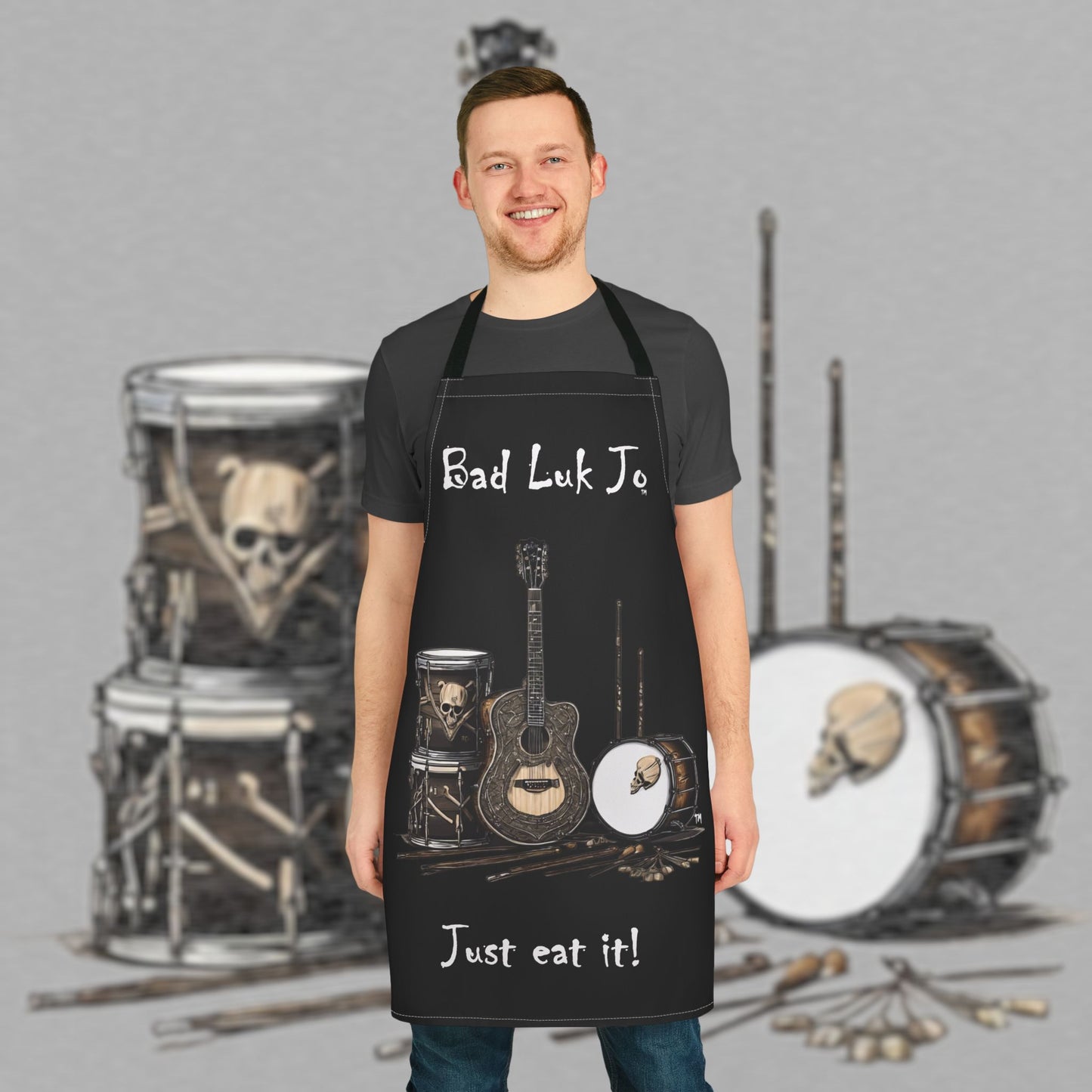 Bad Luk Jo Stylish BBQ / Cooking Apron - "Just eat it!" - Perfect for the Kitchen or Grill! - FREE STANDARD SHIPPING