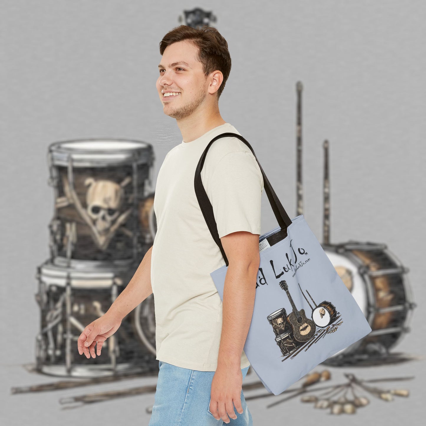 Bad Luk Jo Tote Bag - (Grey) Perfect for Musicians and Music Lovers - FREE ECONOMY SHIPPING