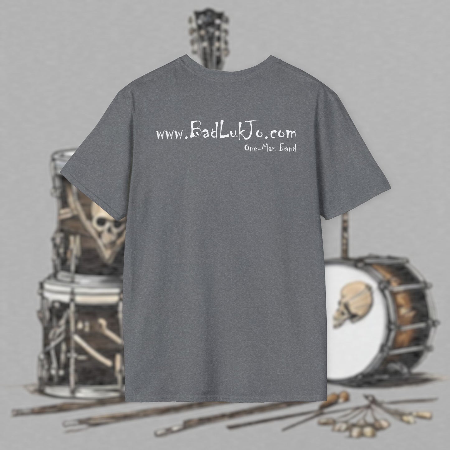 Bad Luk Jo Coffee "Good Luk in Every Cup" T-Shirt - with Website on Back - Unisex Softstyle T-Shirt - FREE ECONOMY SHIPPING
