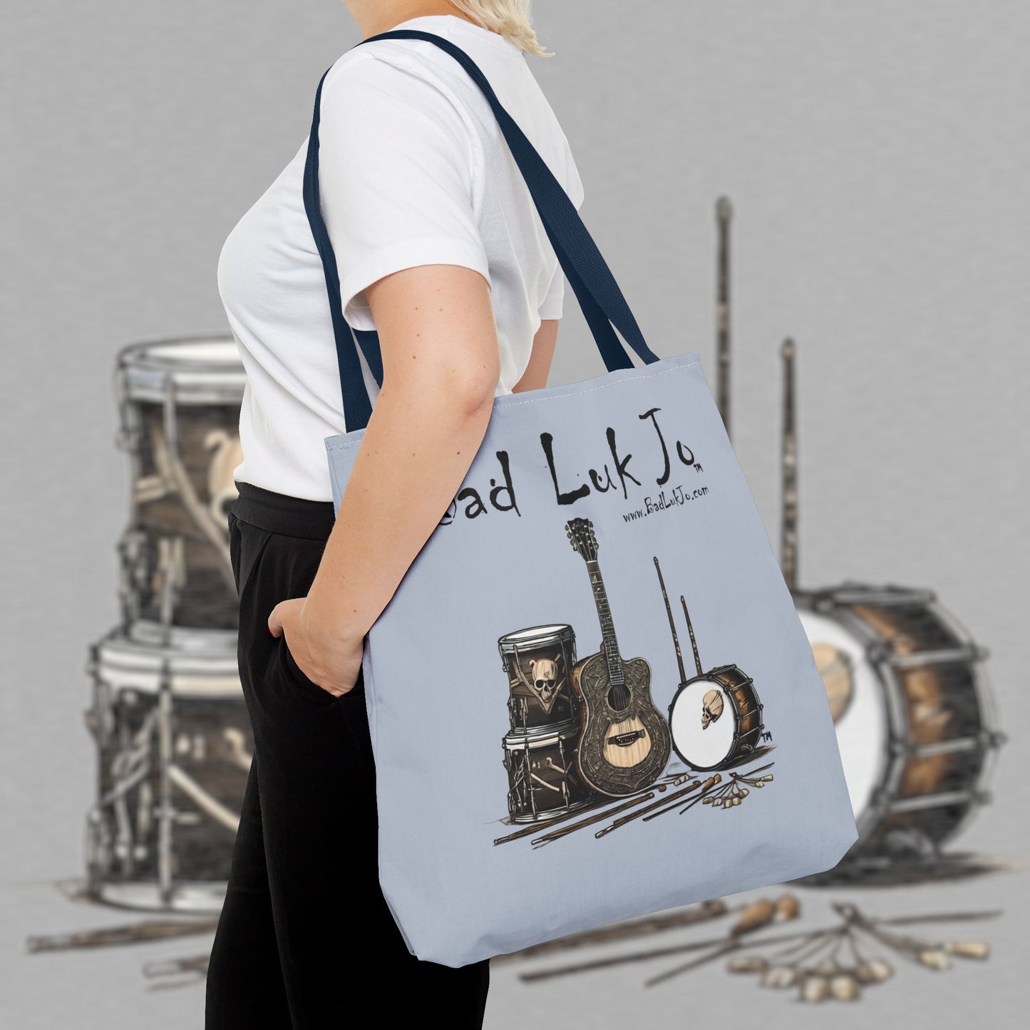 Bad Luk Jo Tote Bag - (Grey) Perfect for Musicians and Music Lovers - FREE ECONOMY SHIPPING