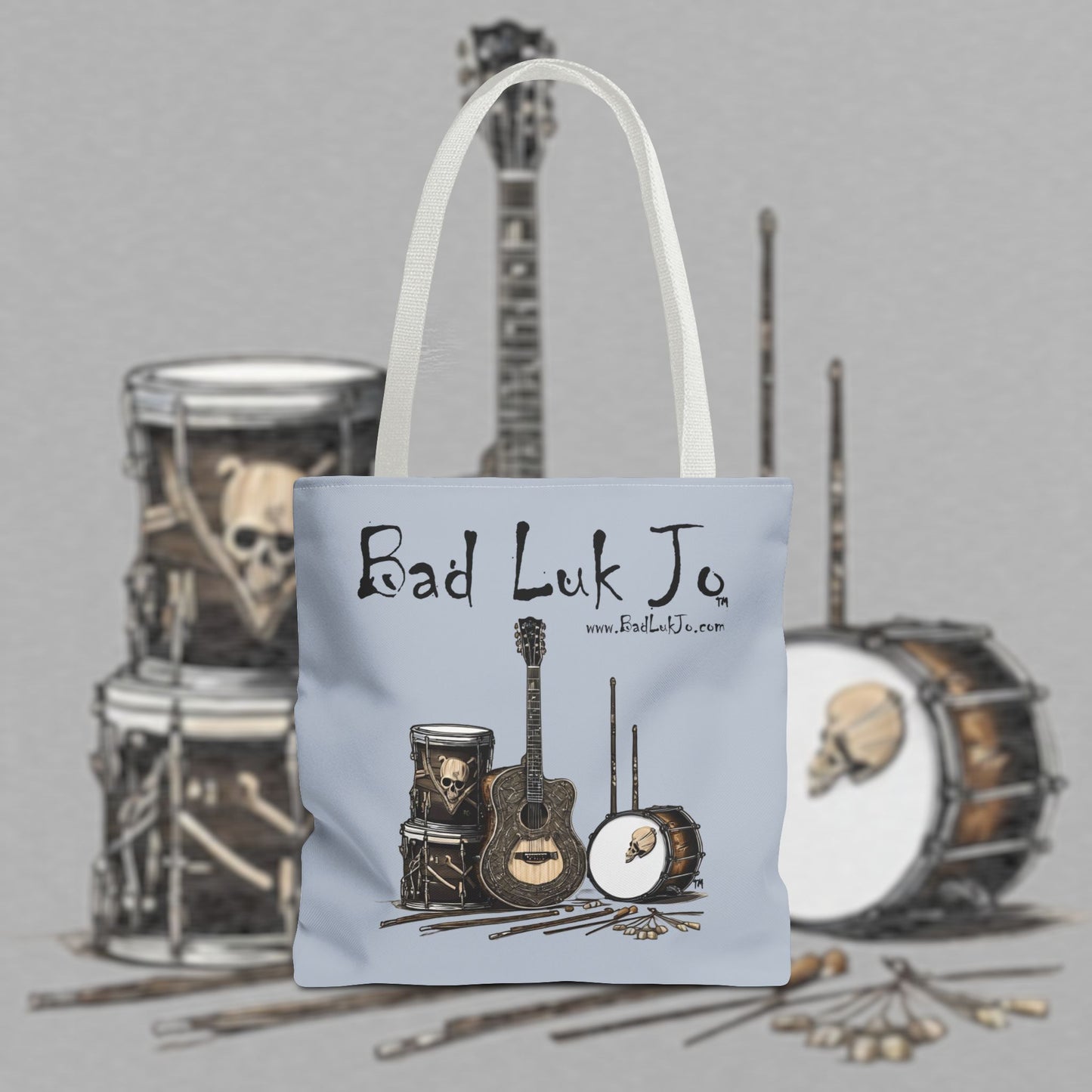 Bad Luk Jo Tote Bag - (Grey) Perfect for Musicians and Music Lovers - FREE ECONOMY SHIPPING