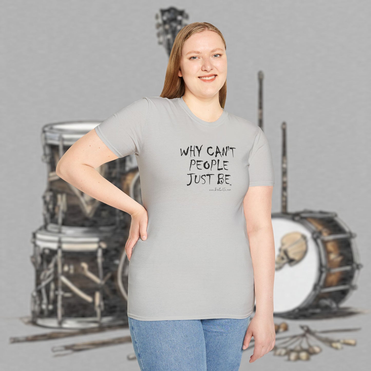 Bad Luk Jo "Why Can't People Just Be" - Unisex Softstyle T-Shirt - Perfect for Musicians and Music Lovers - FREE ECONOMY SHIPPING