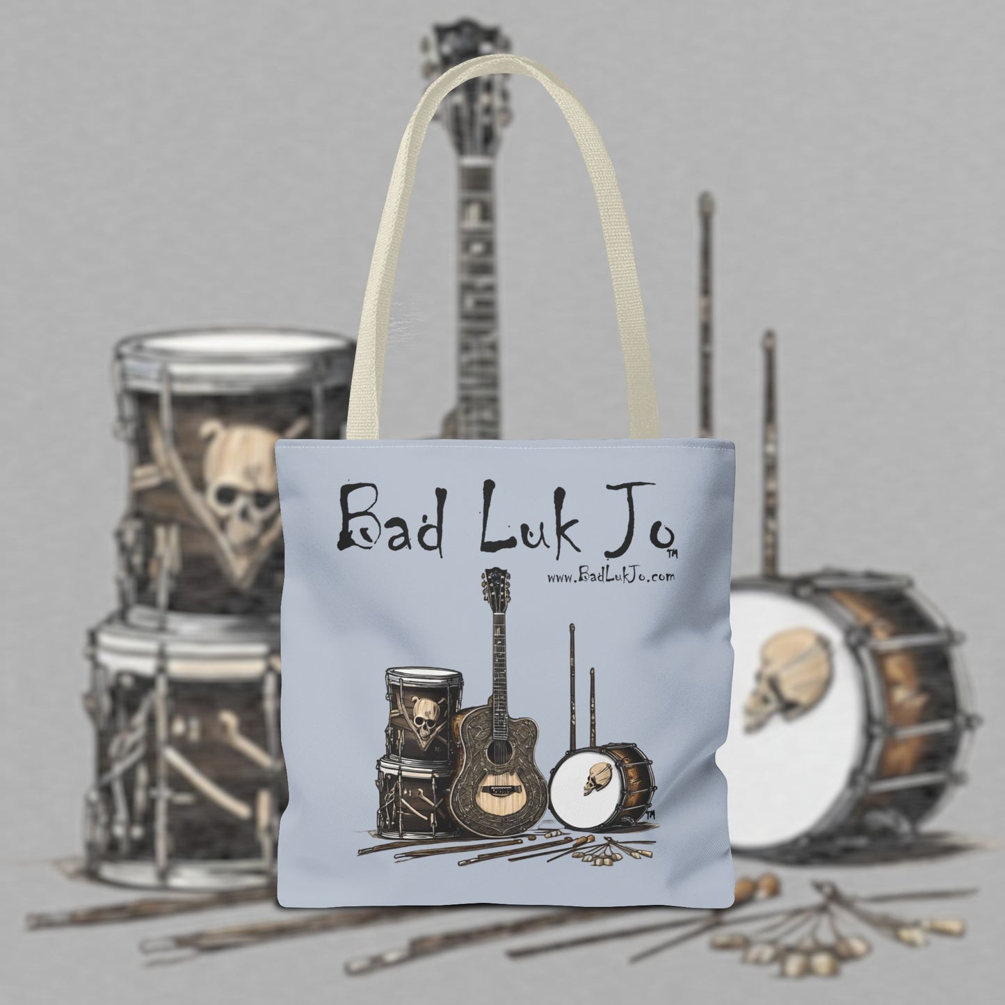 Bad Luk Jo Tote Bag - (Grey) Perfect for Musicians and Music Lovers - FREE ECONOMY SHIPPING