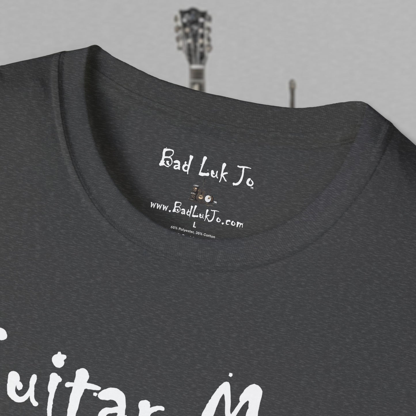 Bad Luk Jo "Guitar Man" T-Shirt - No Printing on Back - Unisex Softstyle T-Shirt - Perfect for Musicians and Music Lovers - FREE ECONOMY SHIPPING