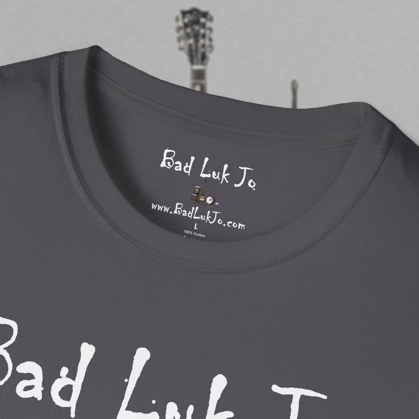 Bad Luk Jo Coffee "There's Good Luk in Every Cup" with Coffee Cup - Unisex Softstyle T-Shirt - FREE ECONOMY SHIPPING