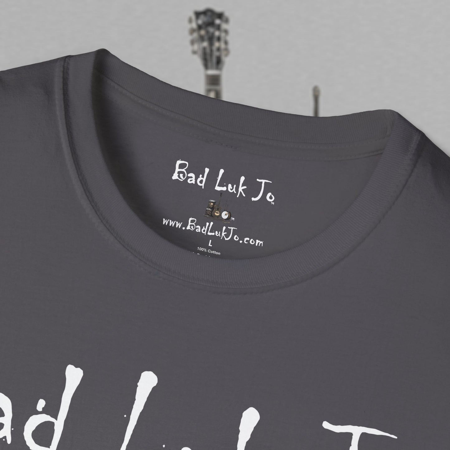 Bad Luk Jo Coffee "Good Luk in Every Cup" T-Shirt - with Website on Back - Unisex Softstyle T-Shirt - FREE ECONOMY SHIPPING