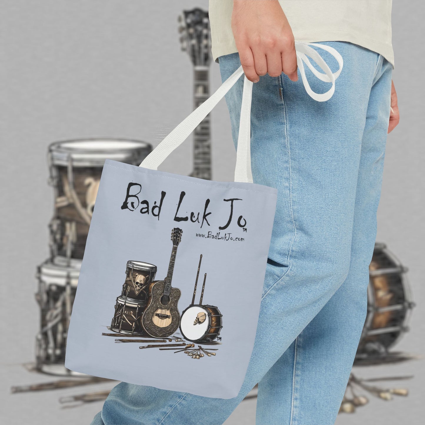 Bad Luk Jo Tote Bag - (Grey) Perfect for Musicians and Music Lovers - FREE ECONOMY SHIPPING